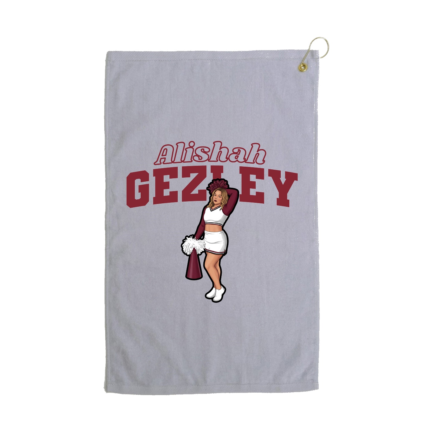 Golf Towel — Name Arch in Grey