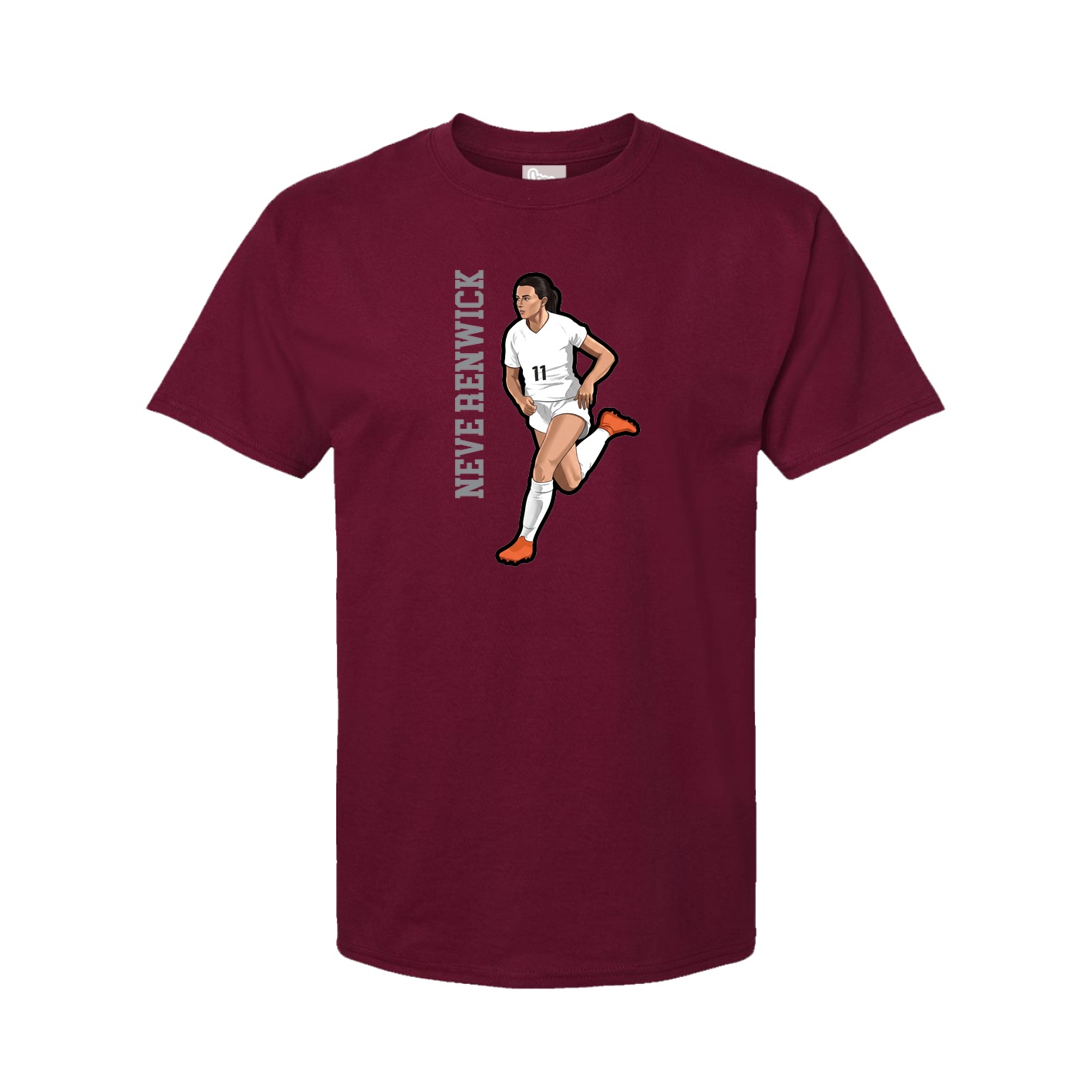Youth Tee — Name Vertical in Cardinal