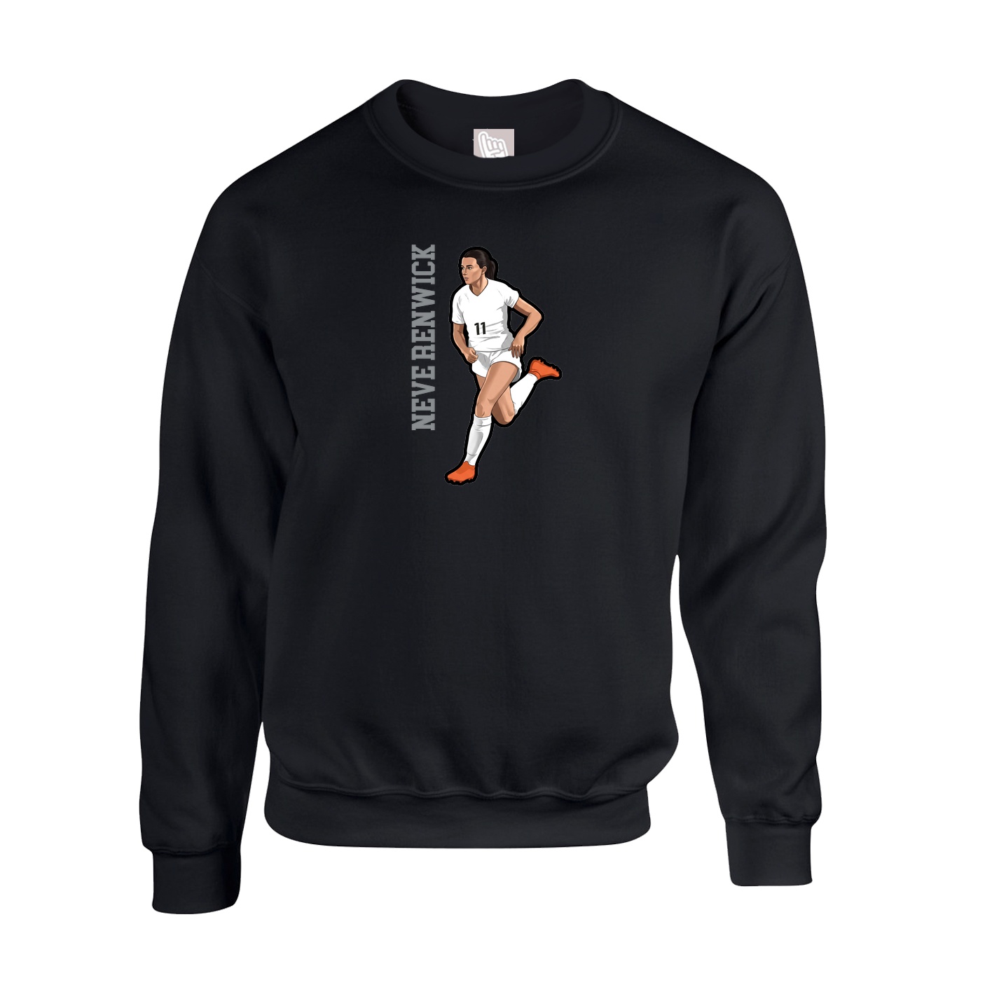 Fleece Crew — Name Vertical in Black