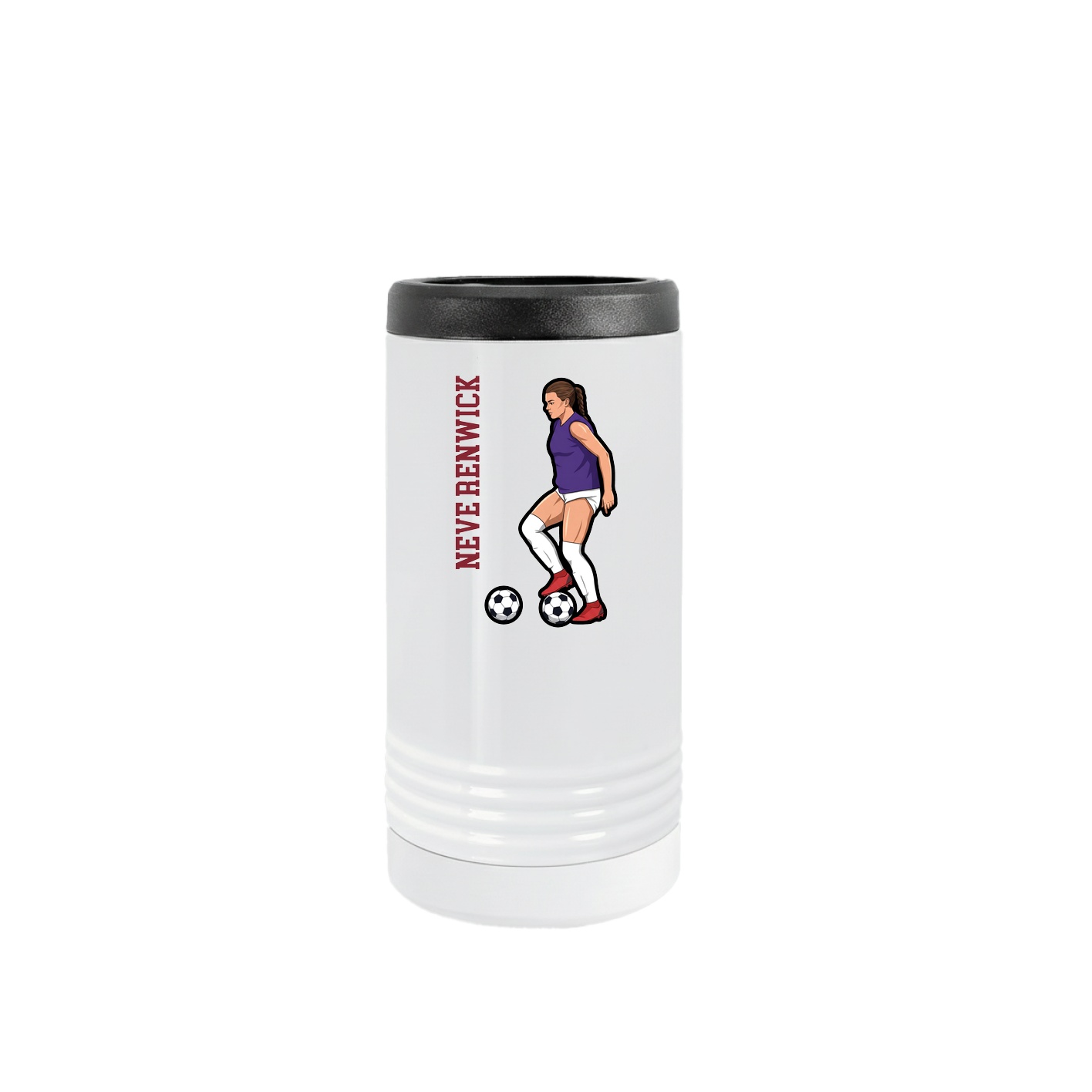 Slim Beverage Holder — Name Vertical in White