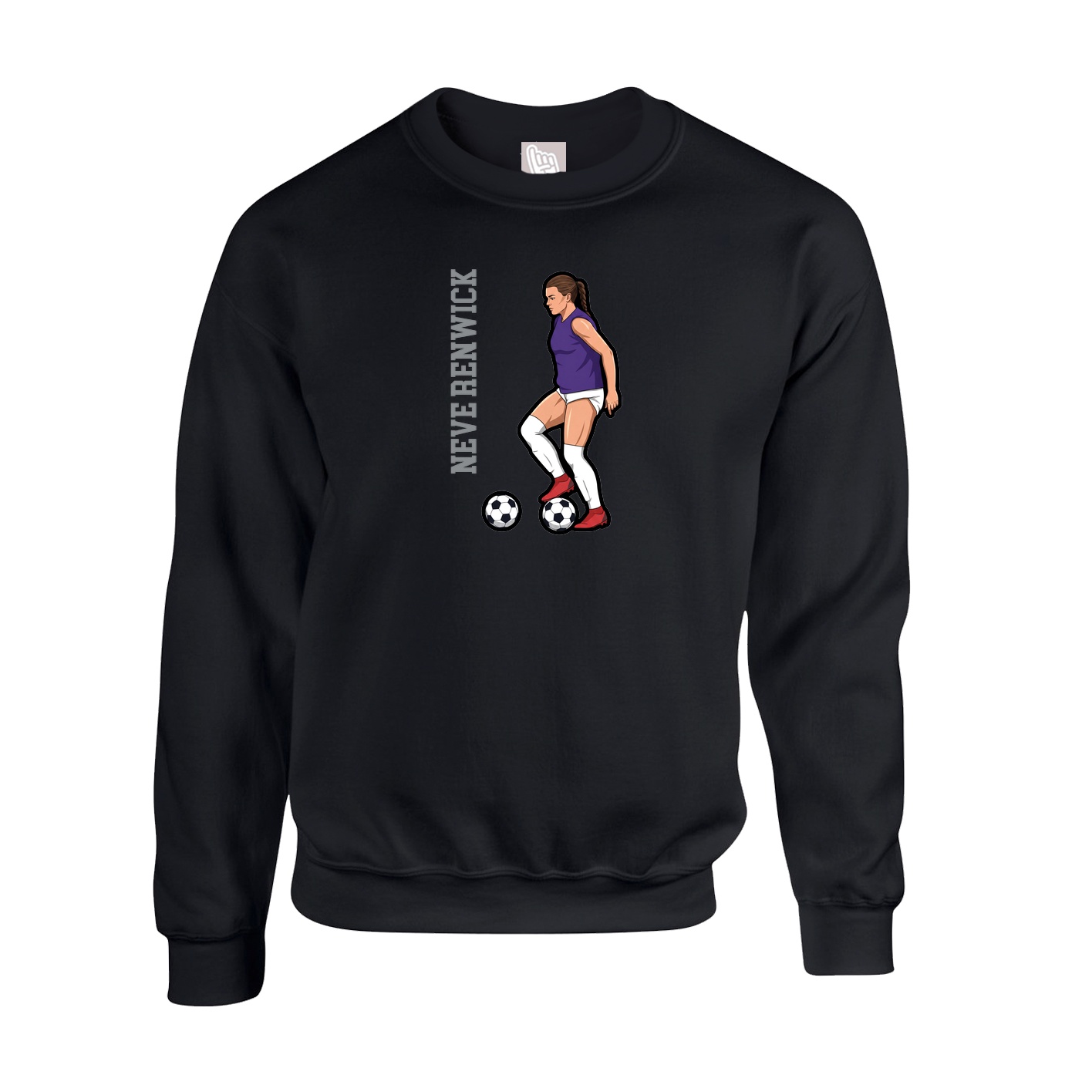 Fleece Crew — Name Vertical in Black