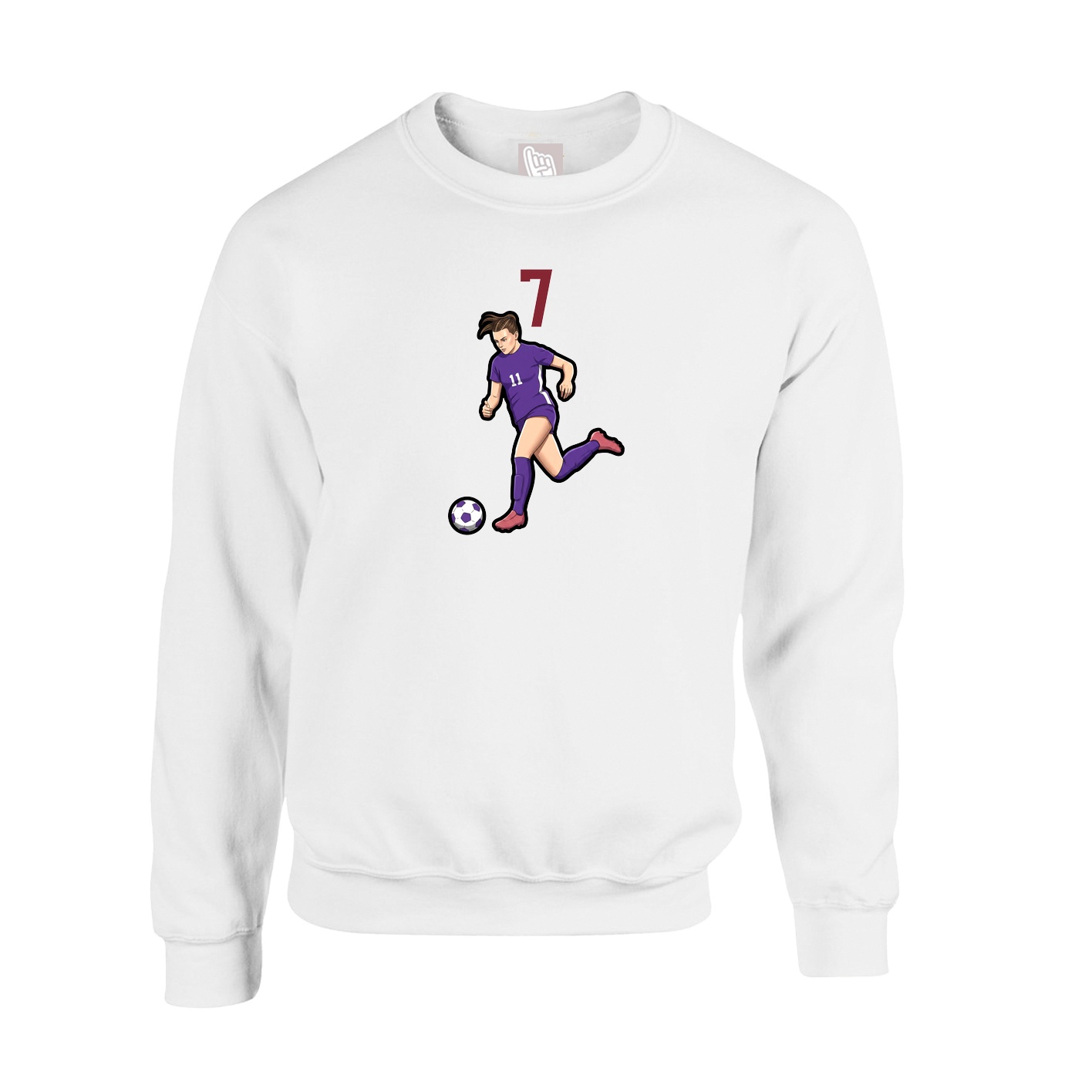 Fleece Crew — Number Top in White