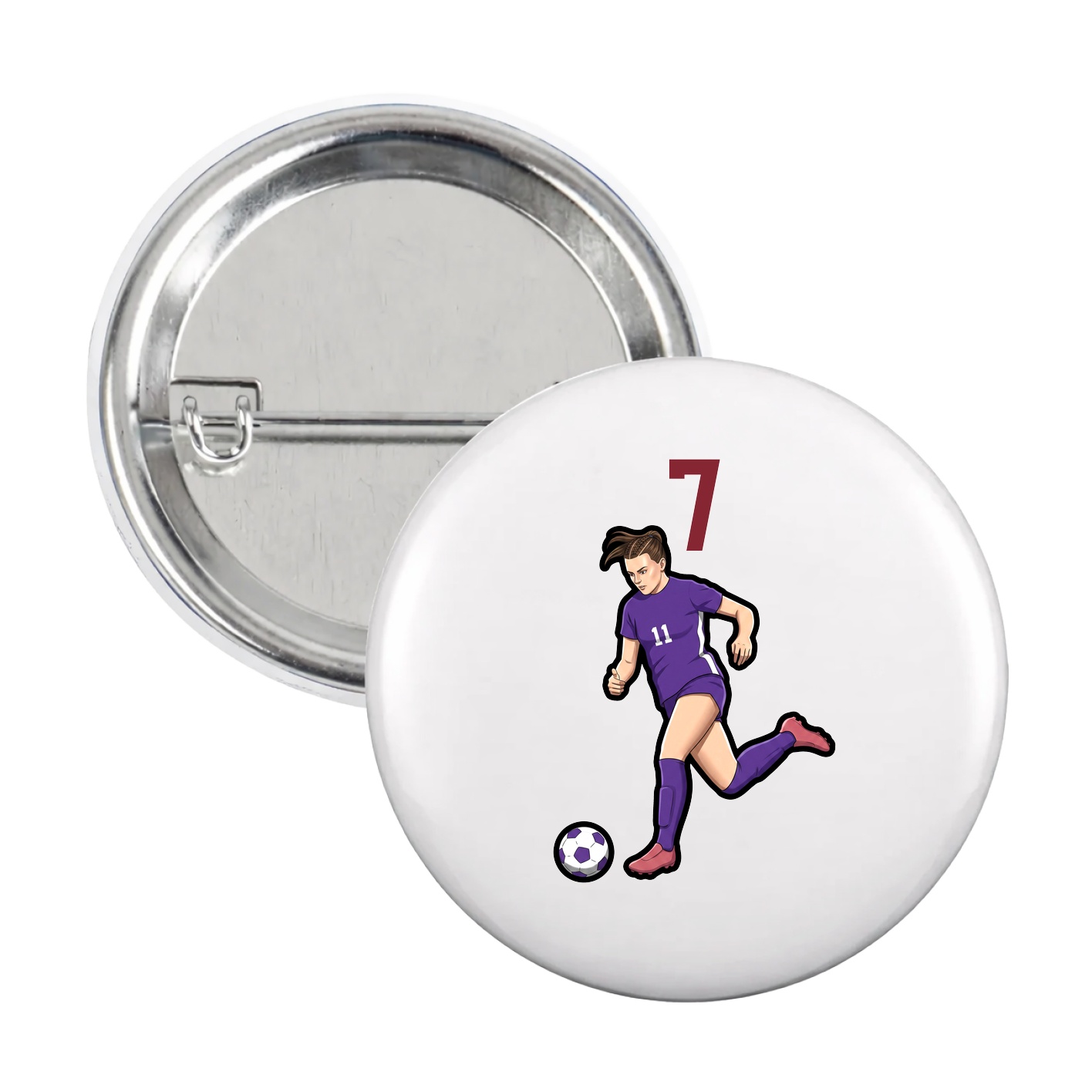 Game Day Button — Number Top in White