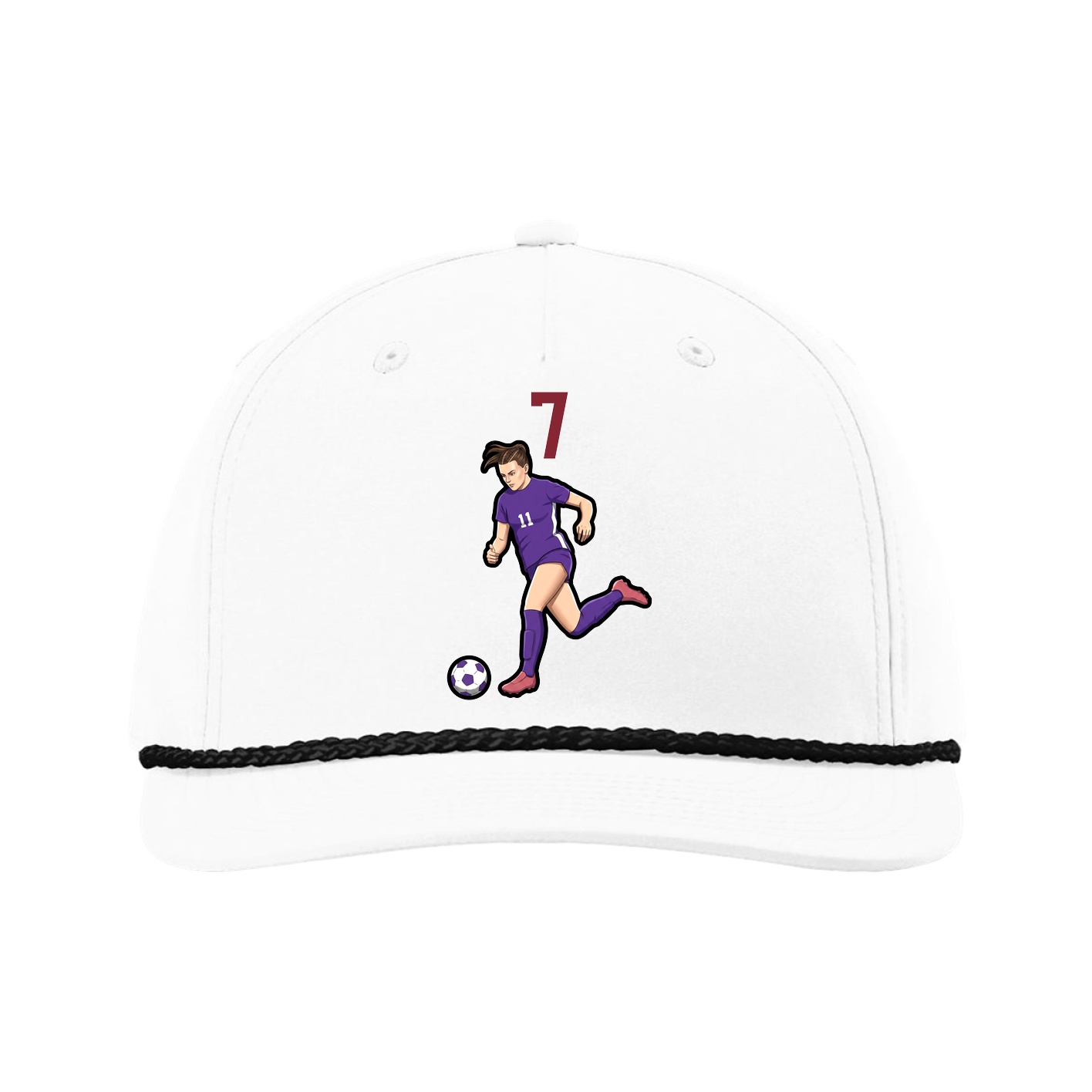 Five-Panel Classic Rope Cap — Number Top in White