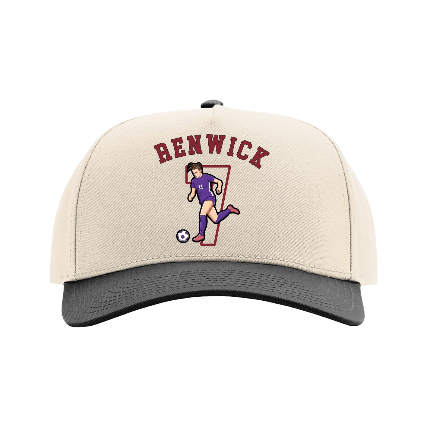 Full Fabric Five-Panel Champ Cap — Shirsey Arch in Cream/Black