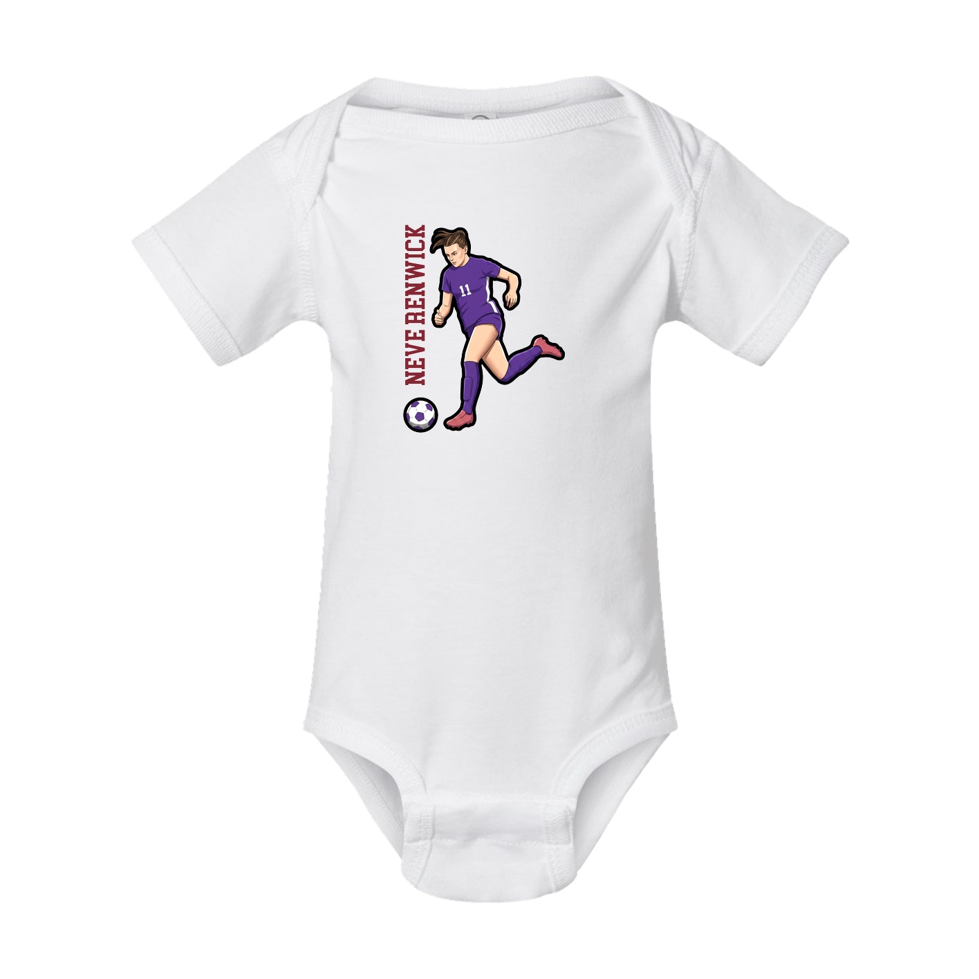 Baby Onesie — Name Vertical in White