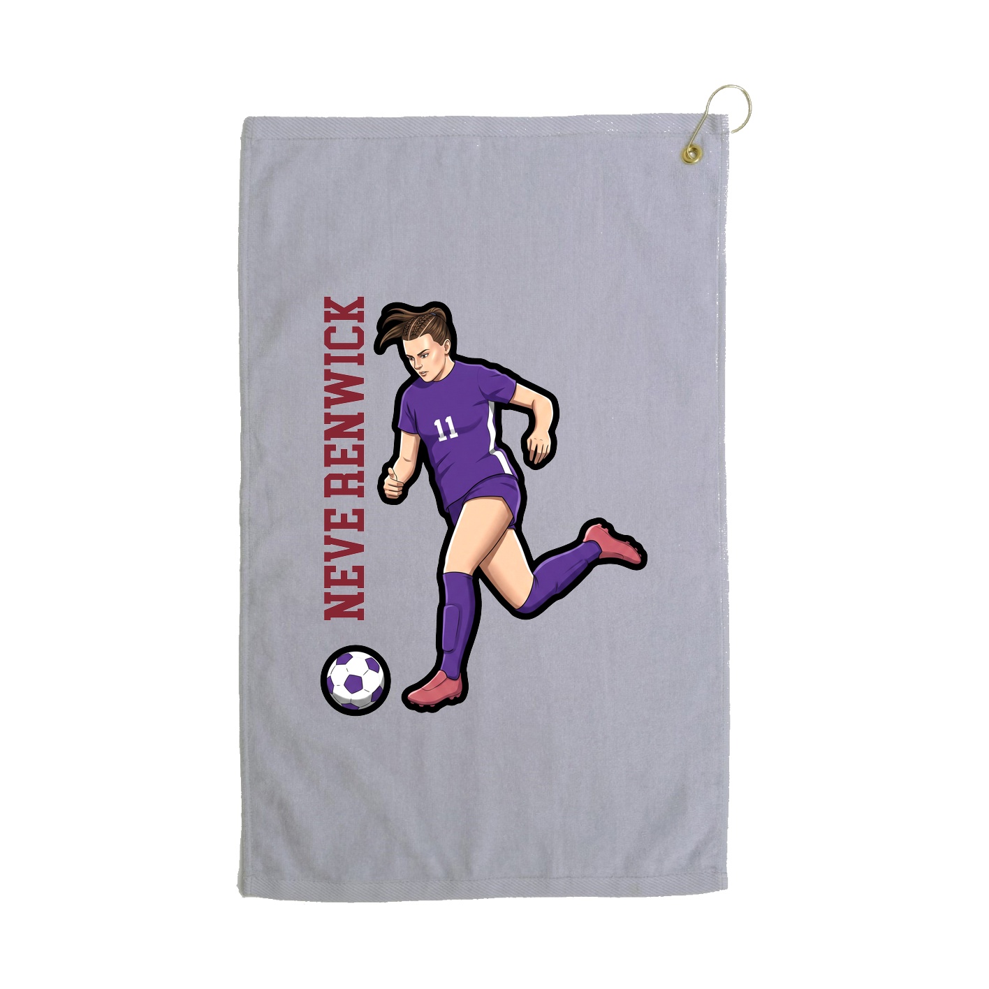 Golf Towel — Name Vertical in Grey