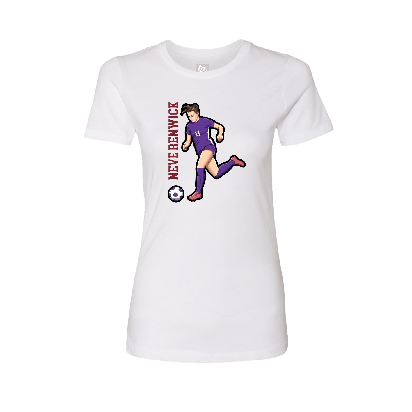 Womens Tee — Name Vertical in White