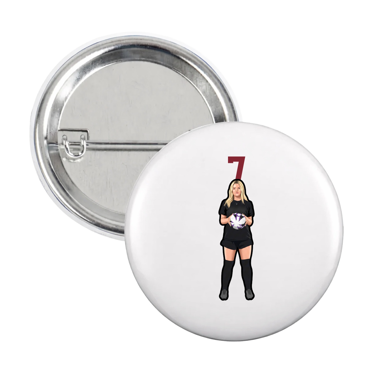 Game Day Button — Number Top in White