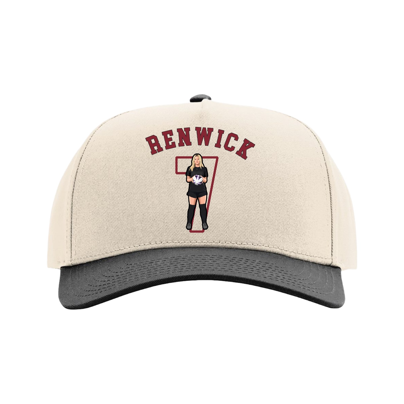 Full Fabric Five-Panel Champ Cap — Shirsey Arch in Cream/Black
