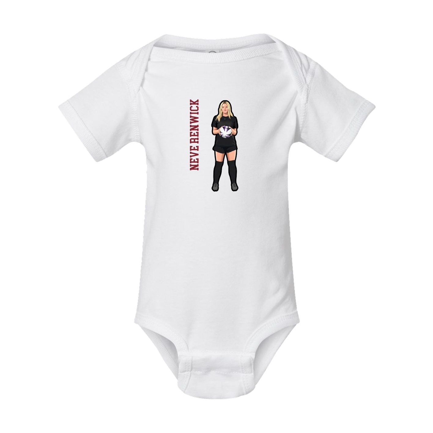 Baby Onesie — Name Vertical in White