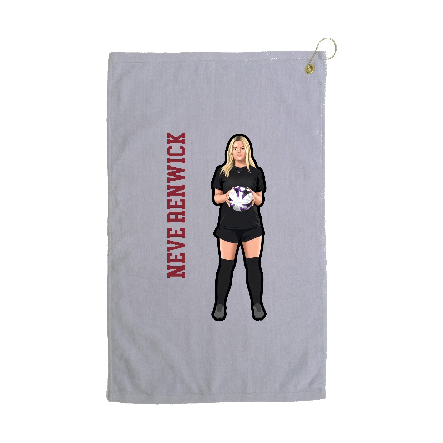 Golf Towel — Name Vertical in Grey