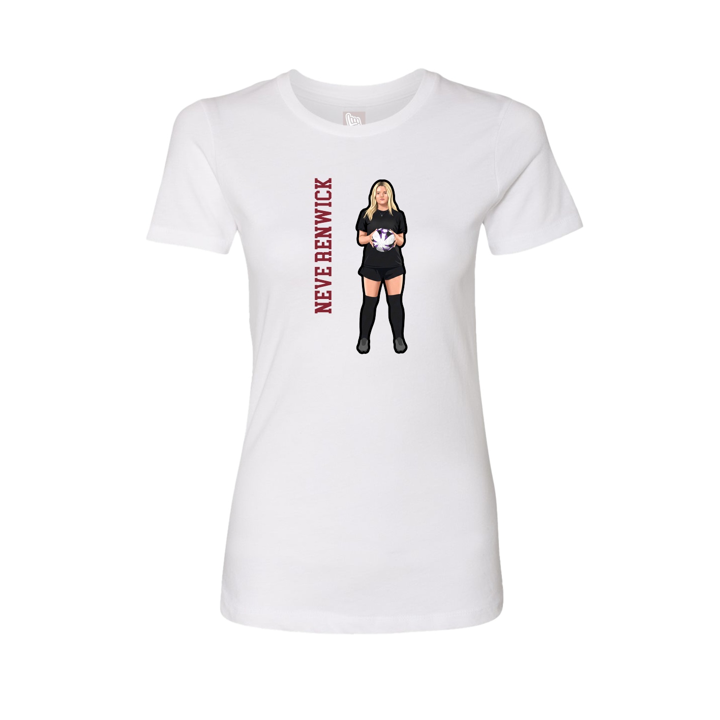 Womens Tee — Name Vertical in White
