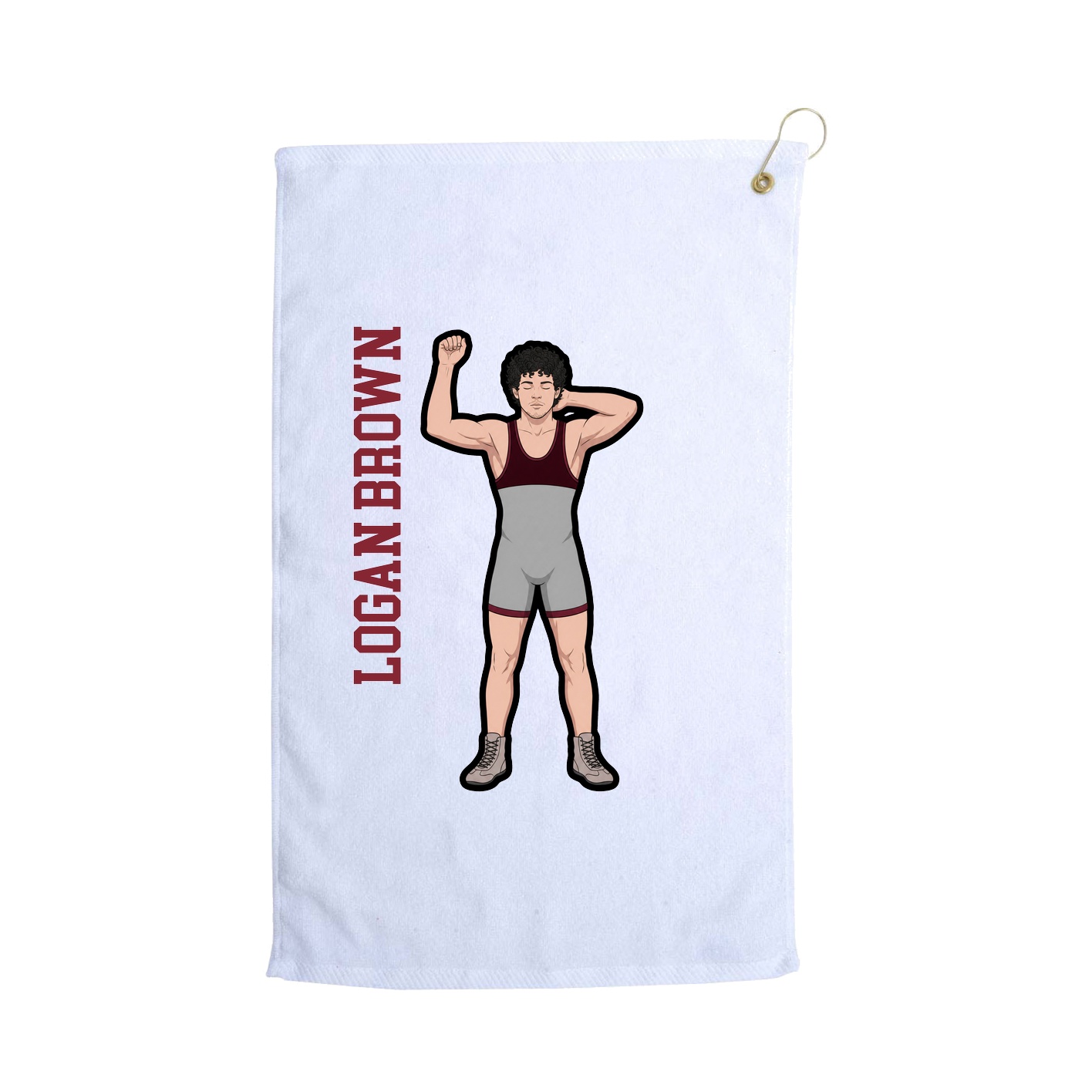 Golf Towel — Name Vertical in White