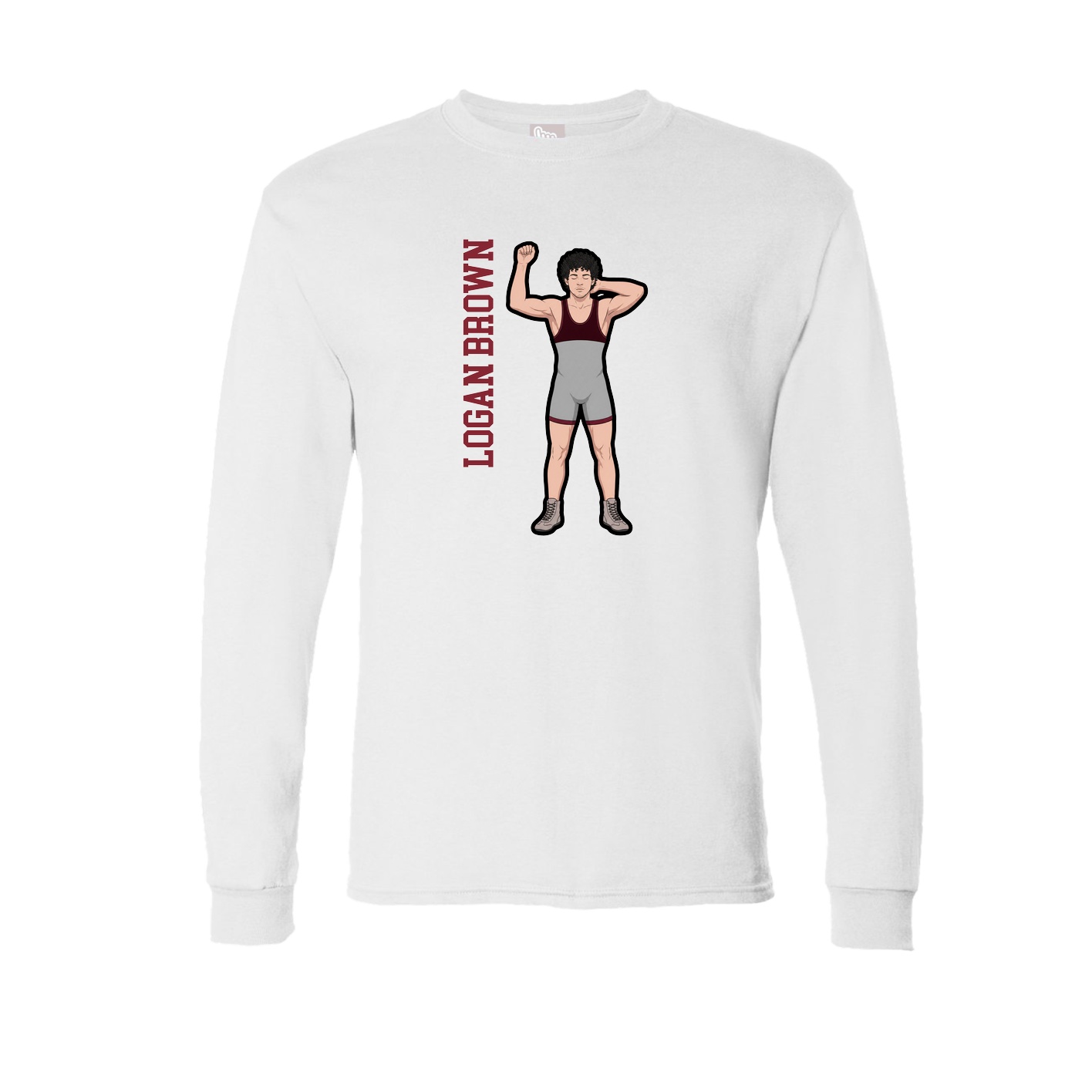 Long Sleeve Tee — Name Vertical in White