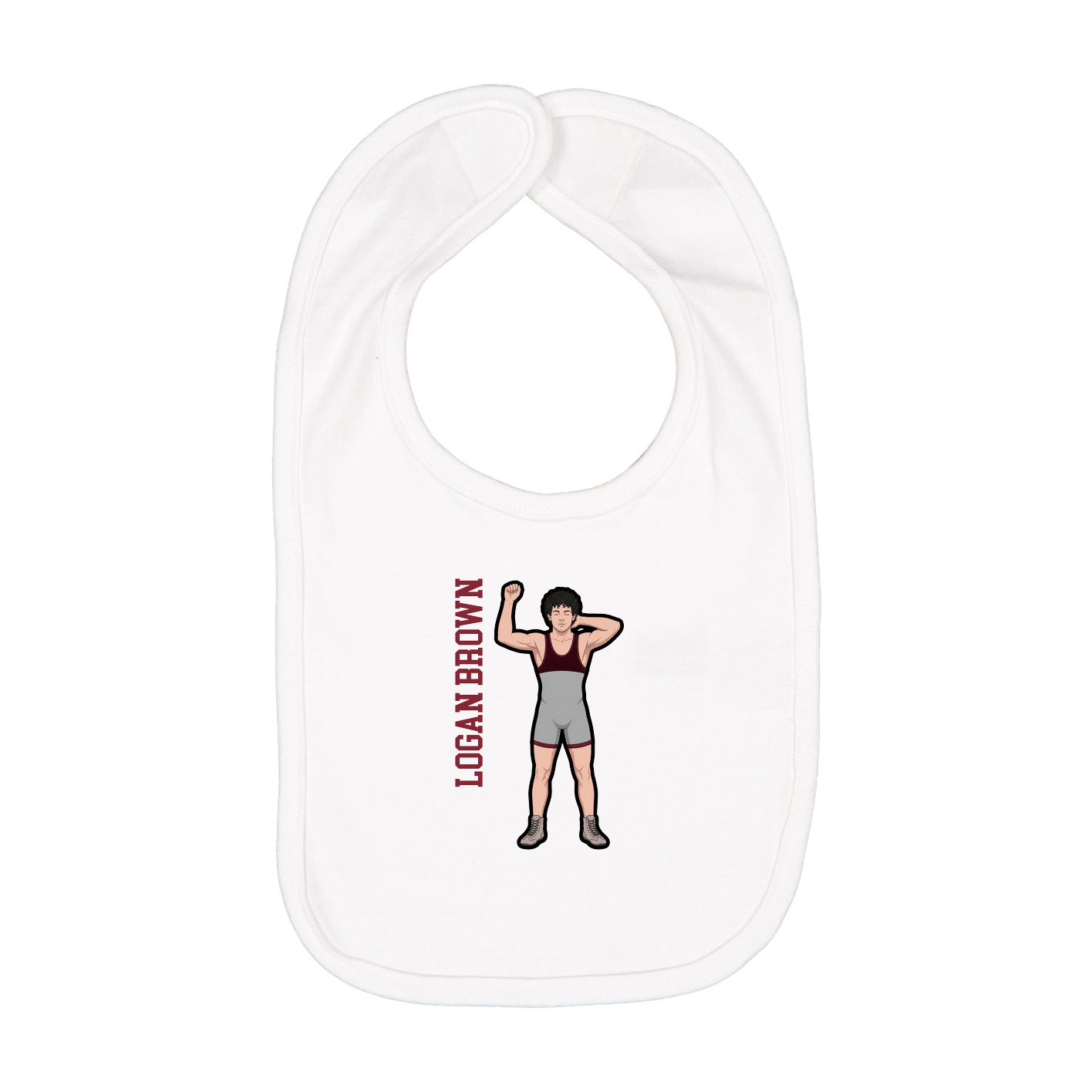 Infant Bib — Name Vertical in White