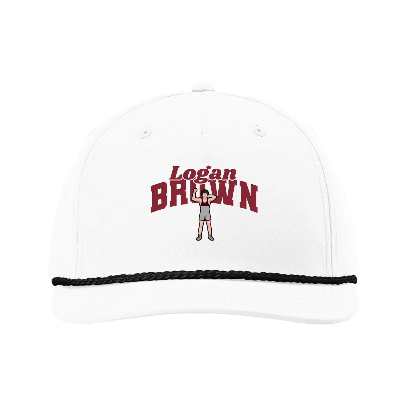 Five-Panel Classic Rope Cap — Signature Arch in White