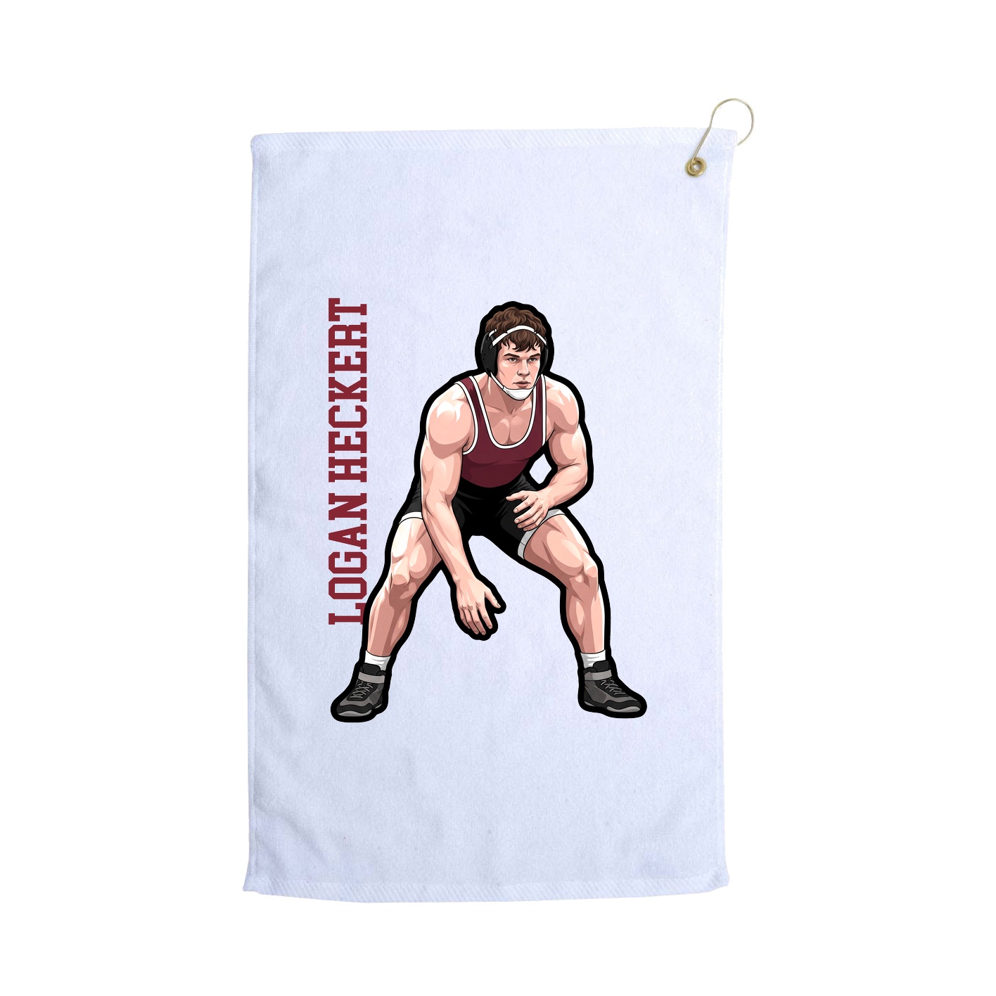 Golf Towel — Name Vertical in White