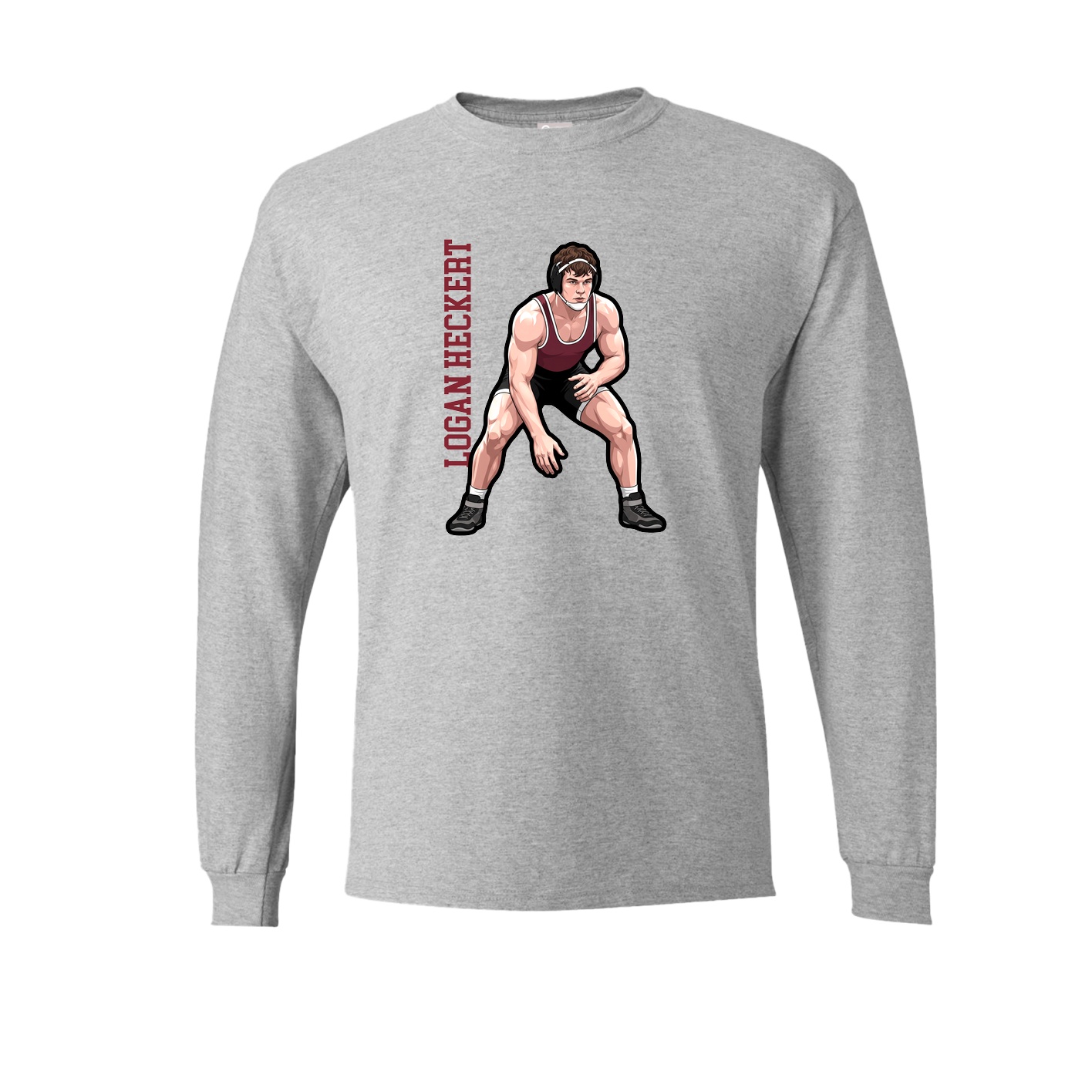 Long Sleeve Tee — Name Vertical in Grey