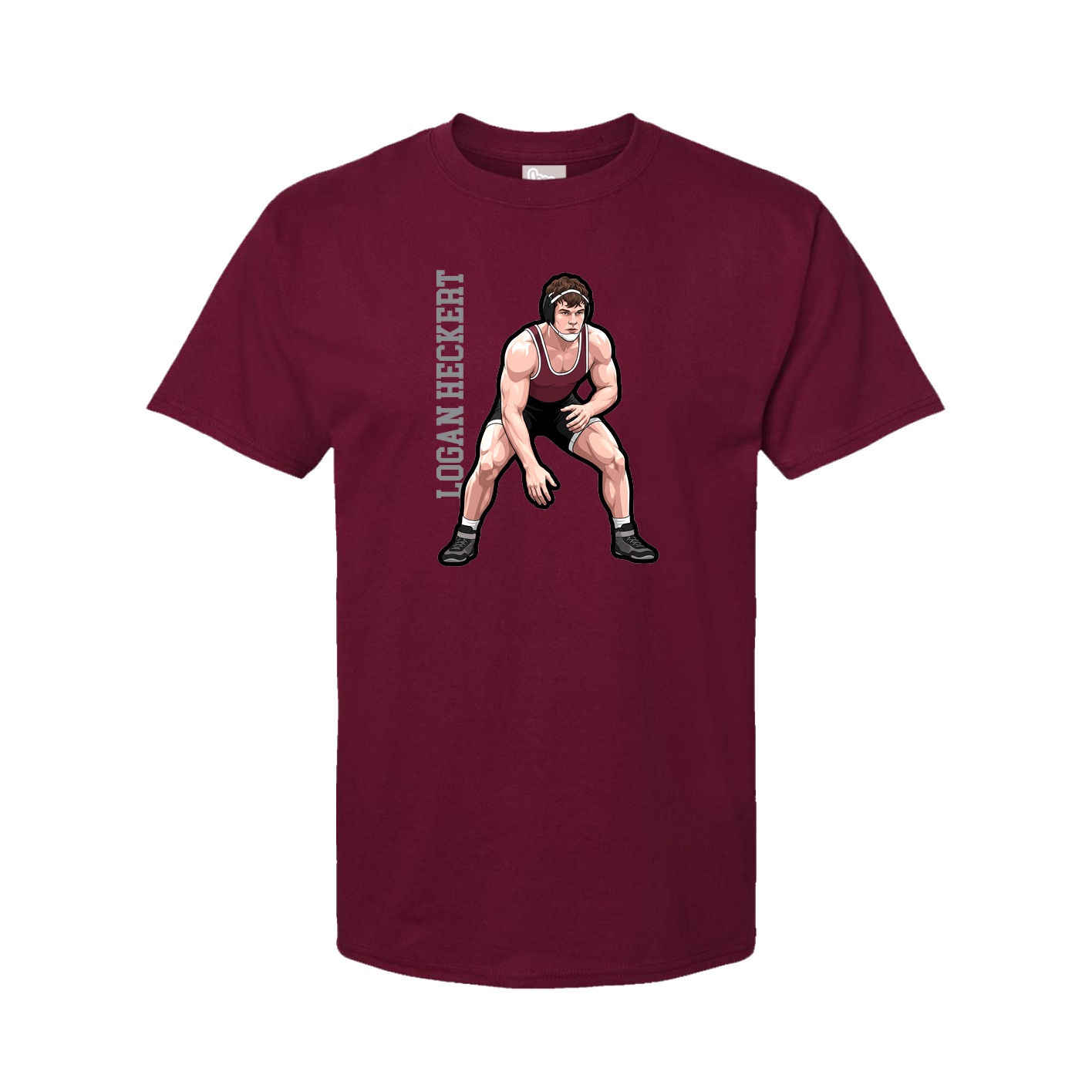 Youth Tee — Name Vertical in Cardinal