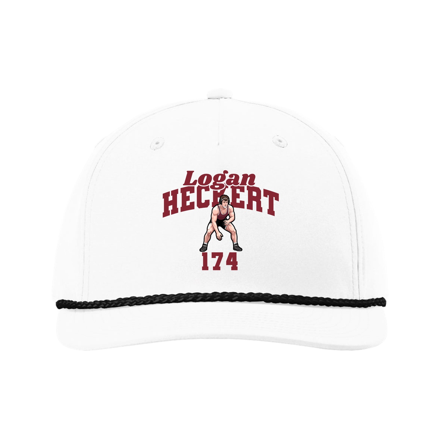 Five-Panel Classic Rope Cap — Signature Arch in White
