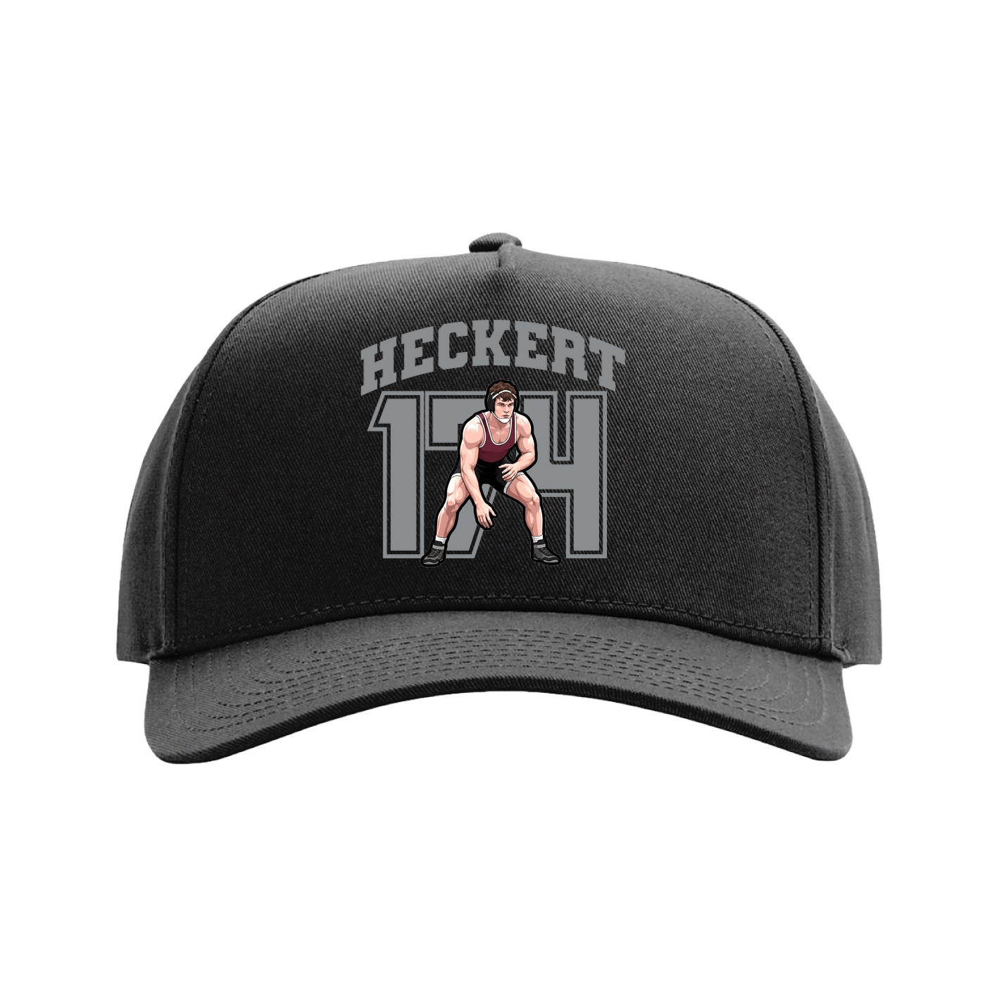 Full Fabric Five-Panel Champ Cap — Number in Black