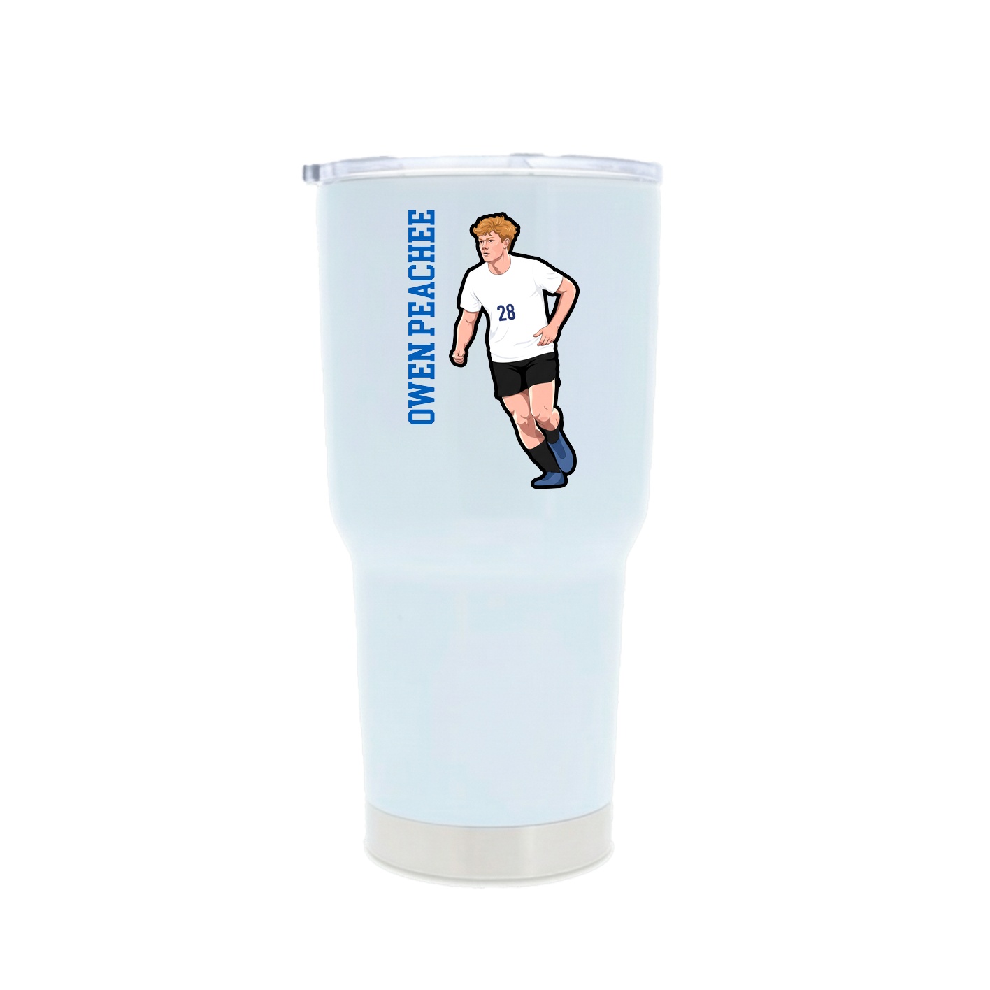 30oz Stainless Steel Tumbler — Name Vertical in White