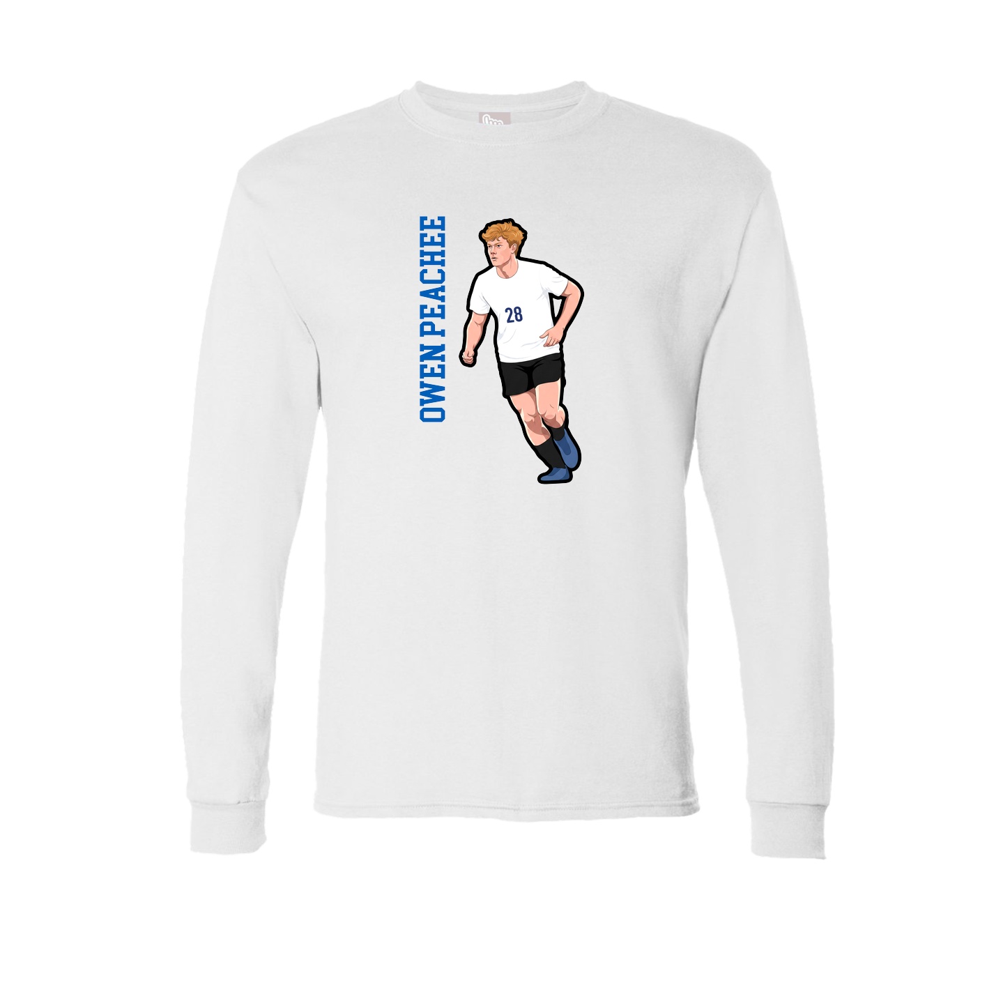 Long Sleeve Tee — Name Vertical in White