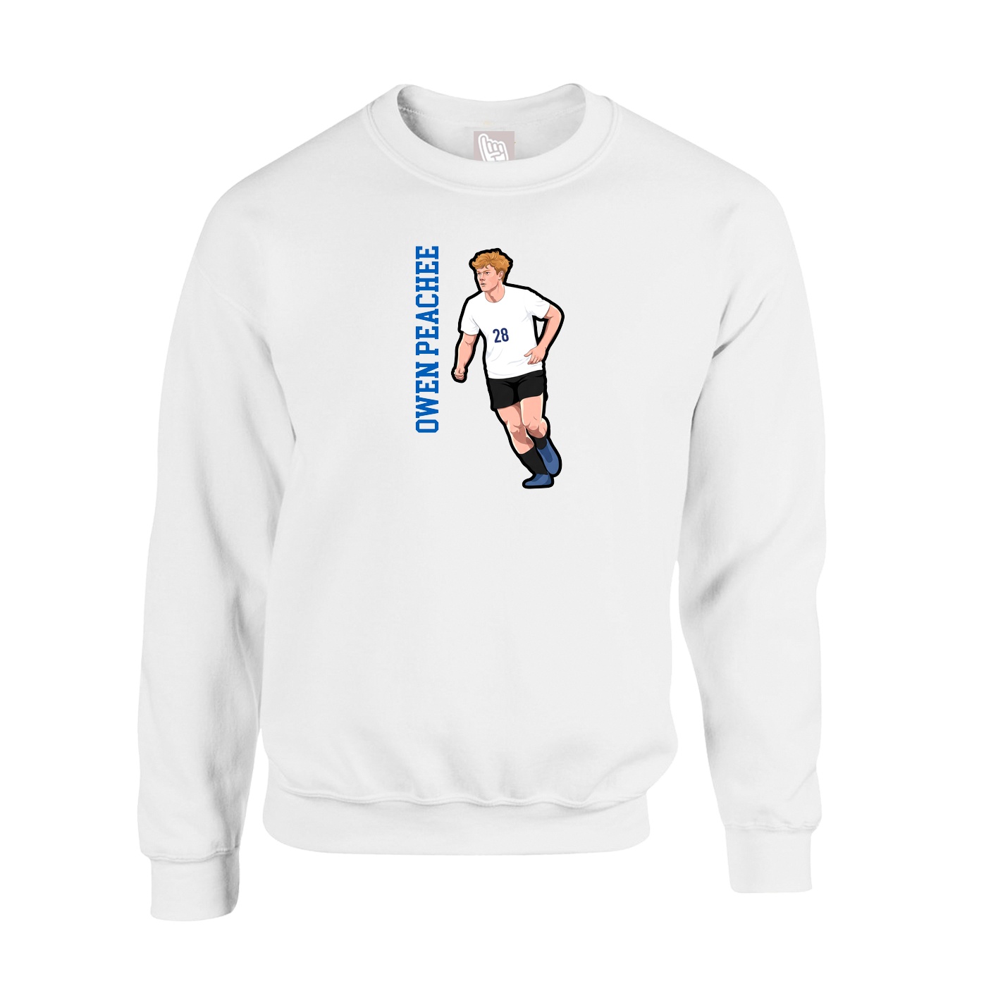 Fleece Crew — Name Vertical in White