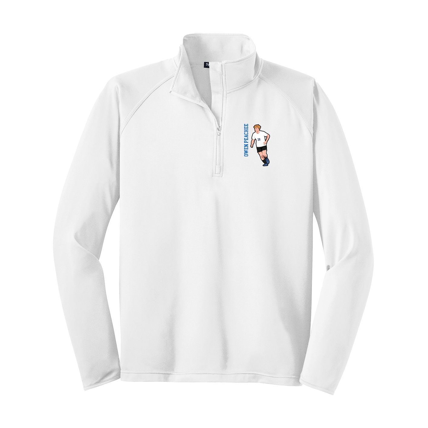 Q-Zip Pullover — Name Vertical in White