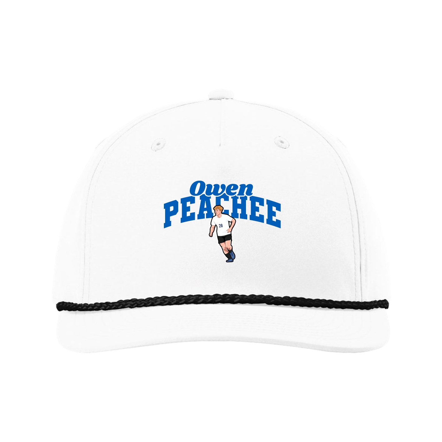 Five-Panel Classic Rope Cap — Signature Arch in White