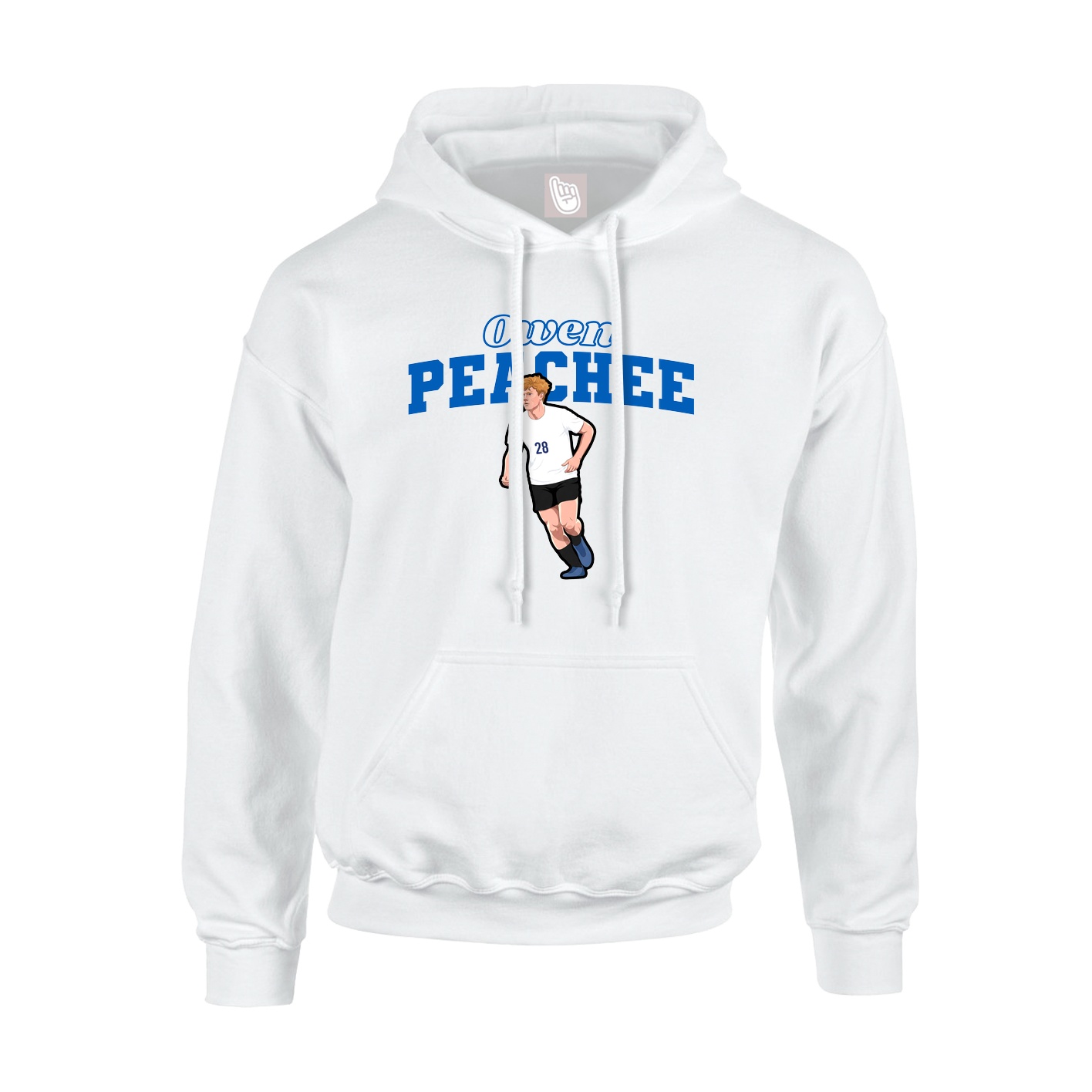 Youth Hoodie — Name Arch in White