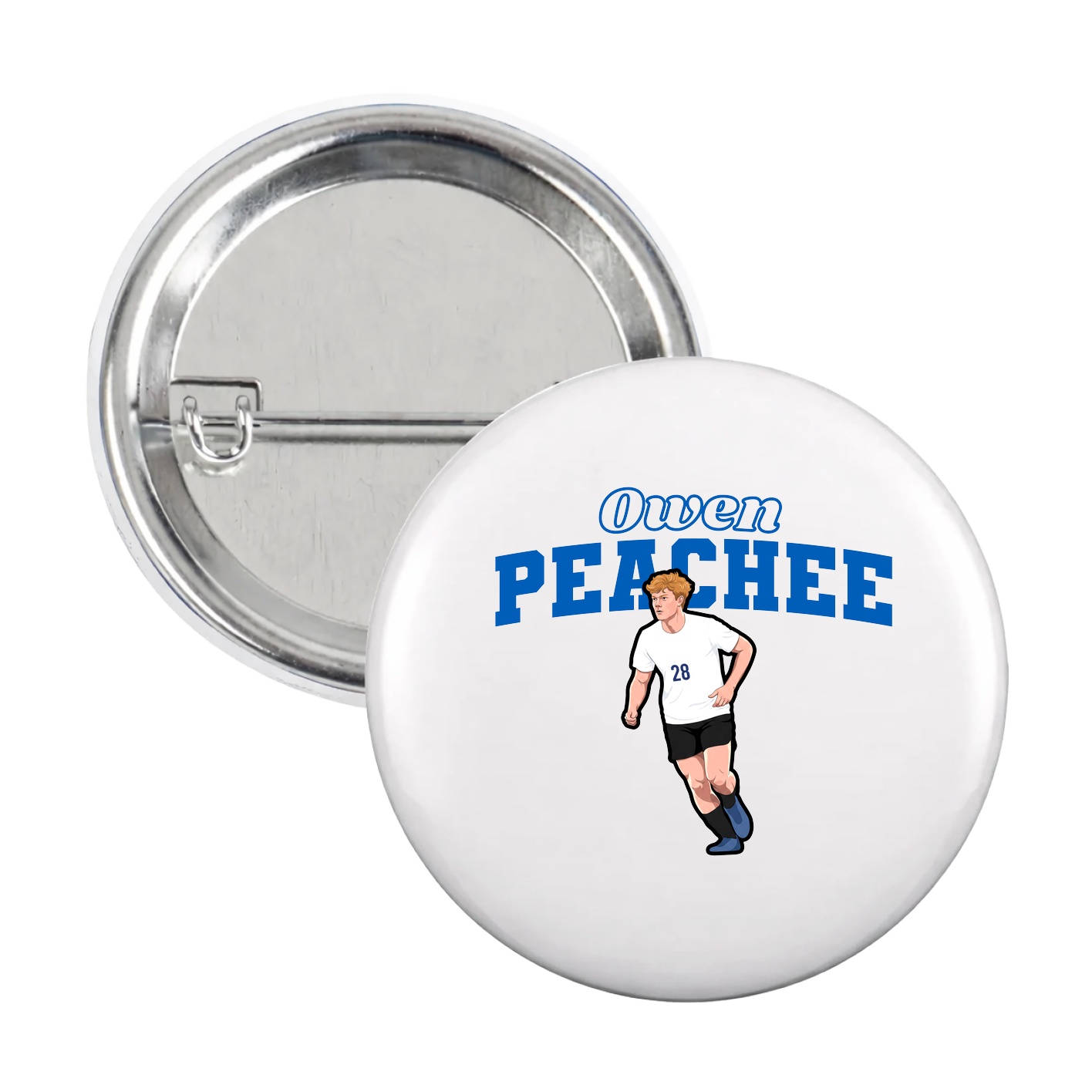 Game Day Button — Name Arch in White