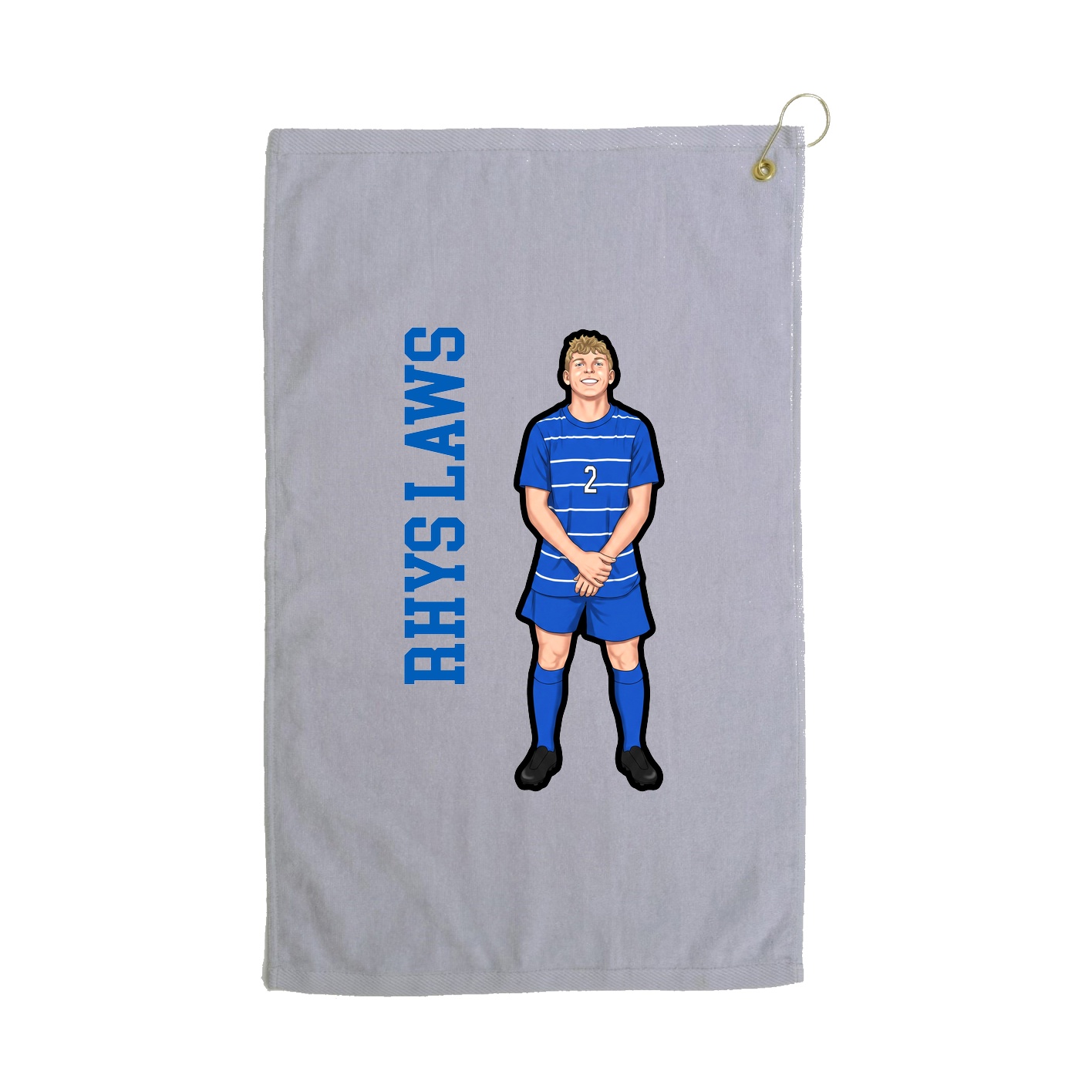 Golf Towel — Name Vertical in Grey
