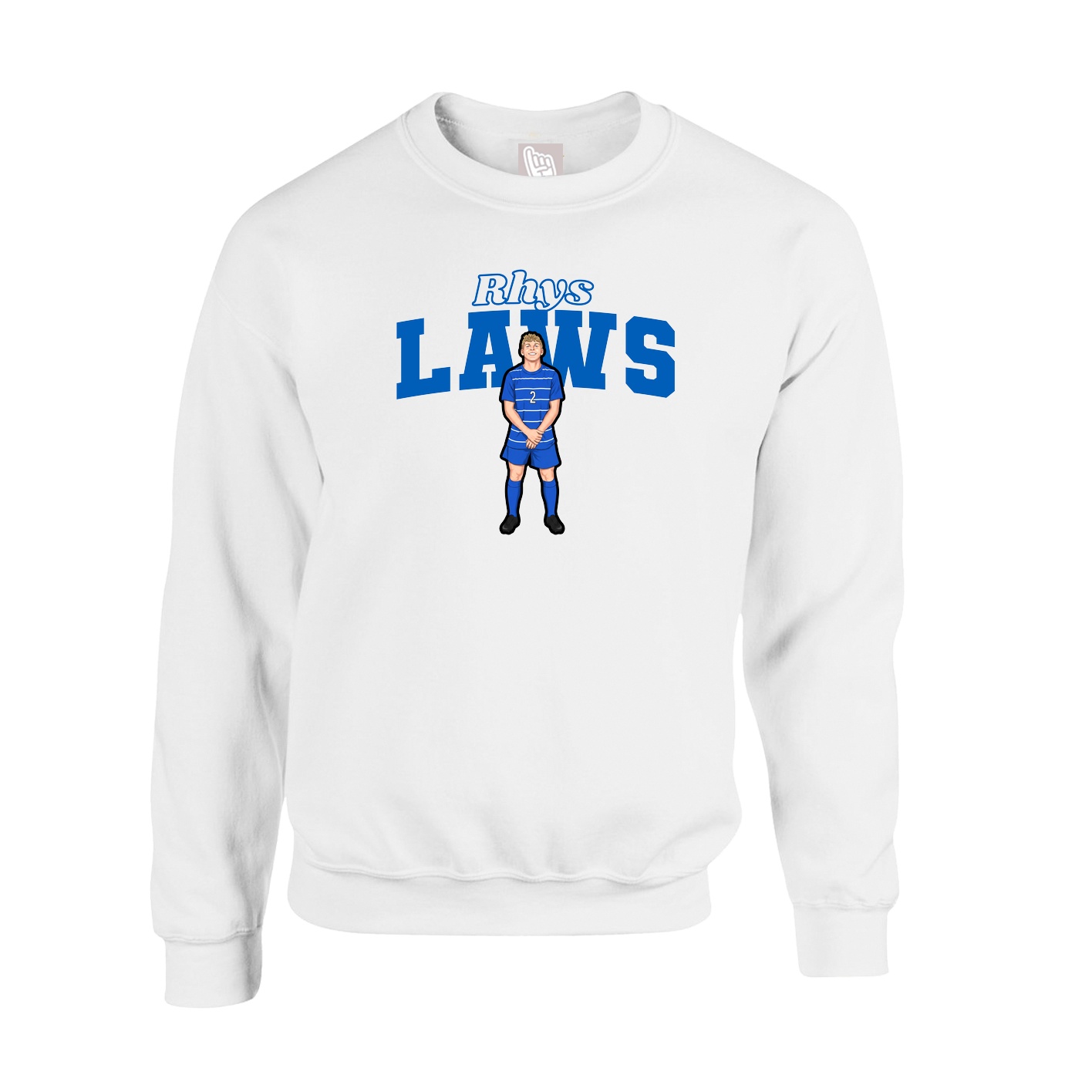 Fleece Crew — Name Arch in White