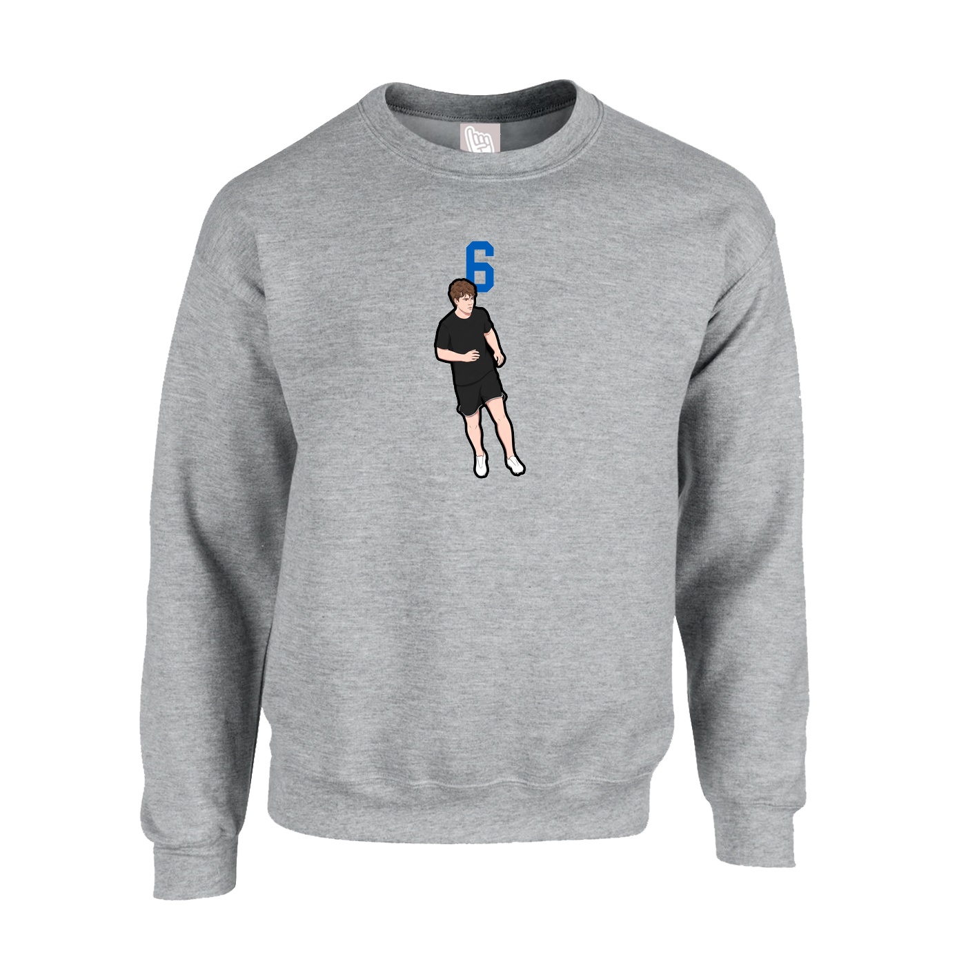 Fleece Crew — Number Top in Grey