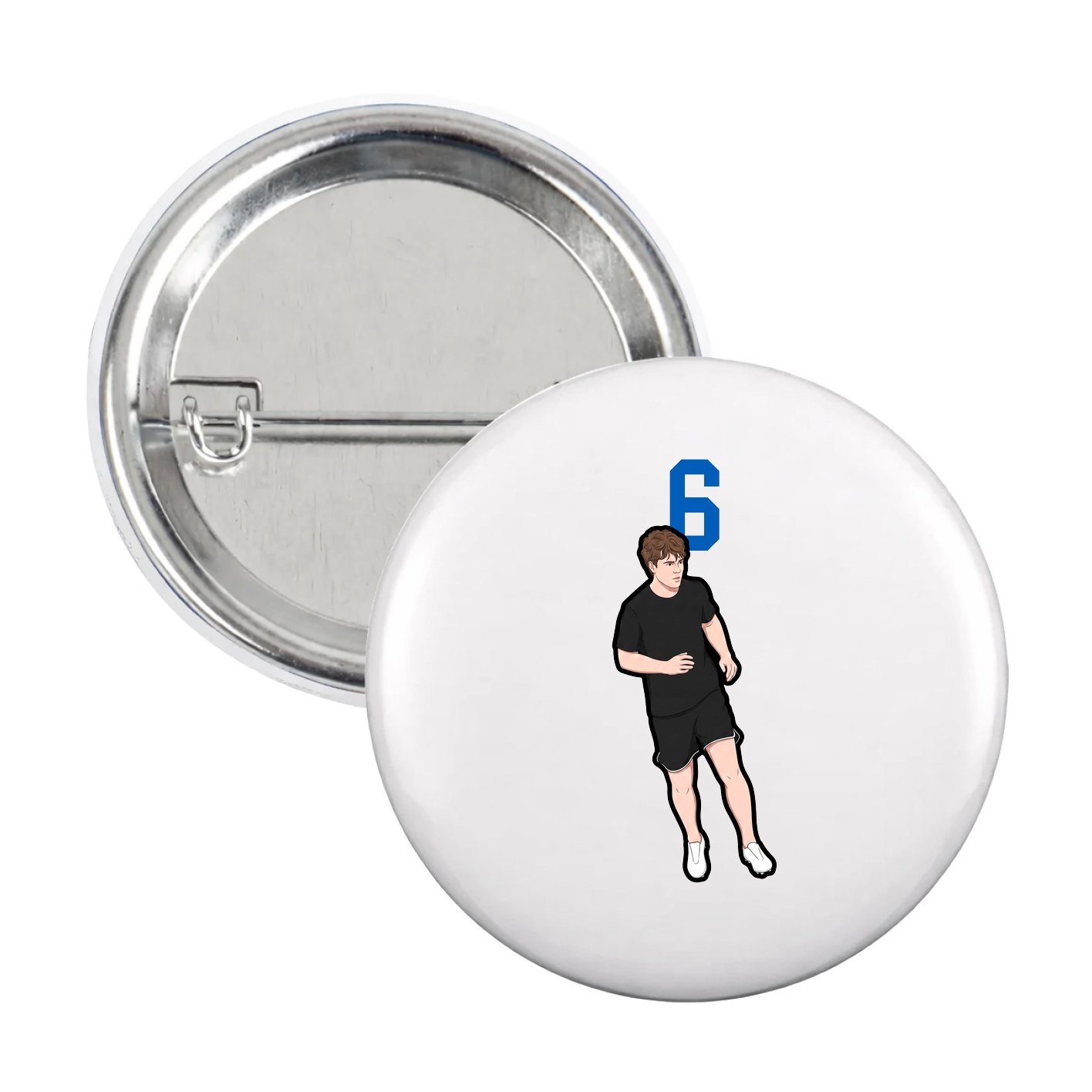 Game Day Button — Number Top in White