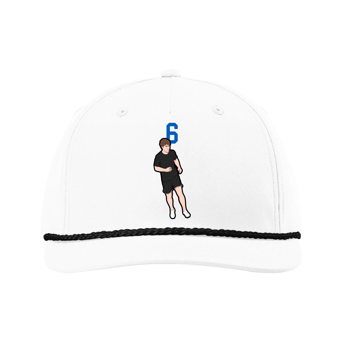 Five-Panel Classic Rope Cap — Number Top in White