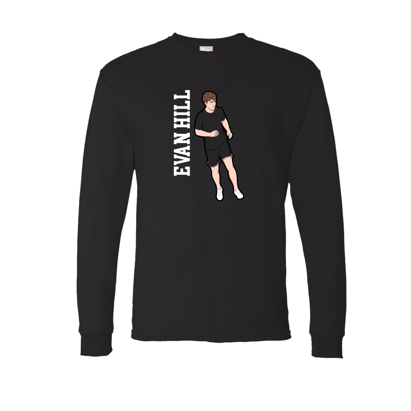 Long Sleeve Tee — Name Vertical in Black
