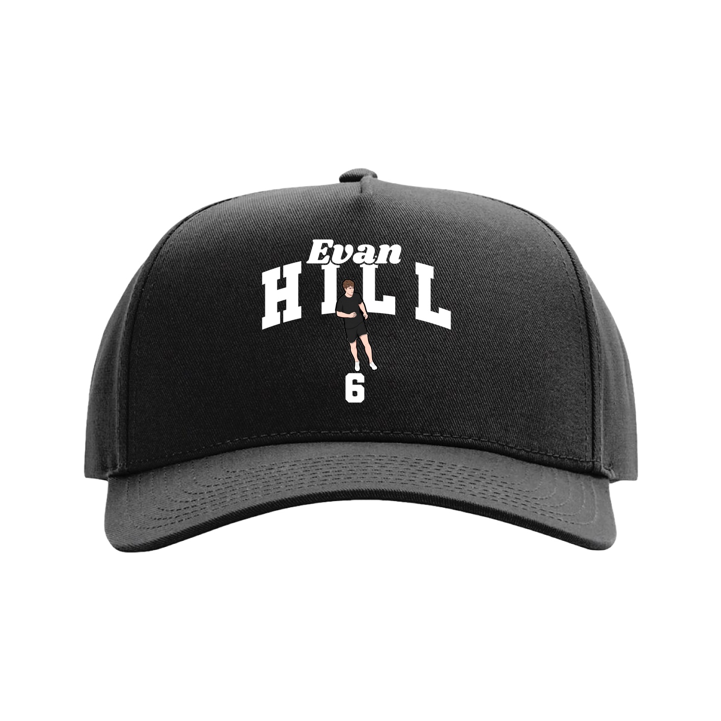 Full Fabric Five-Panel Champ Cap — Signature Arch in Black