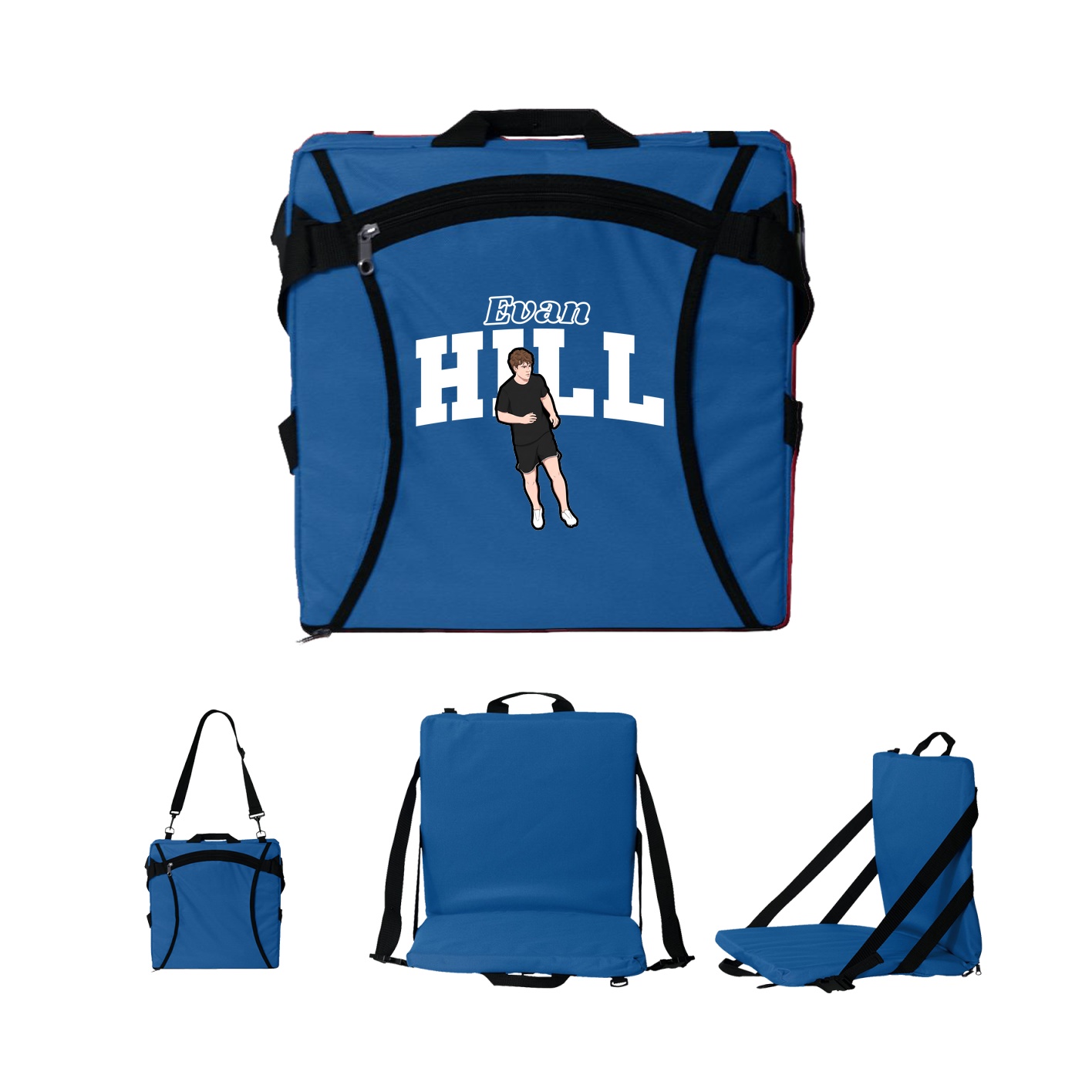 Folding Stadium Seat — Name Arch in Royal