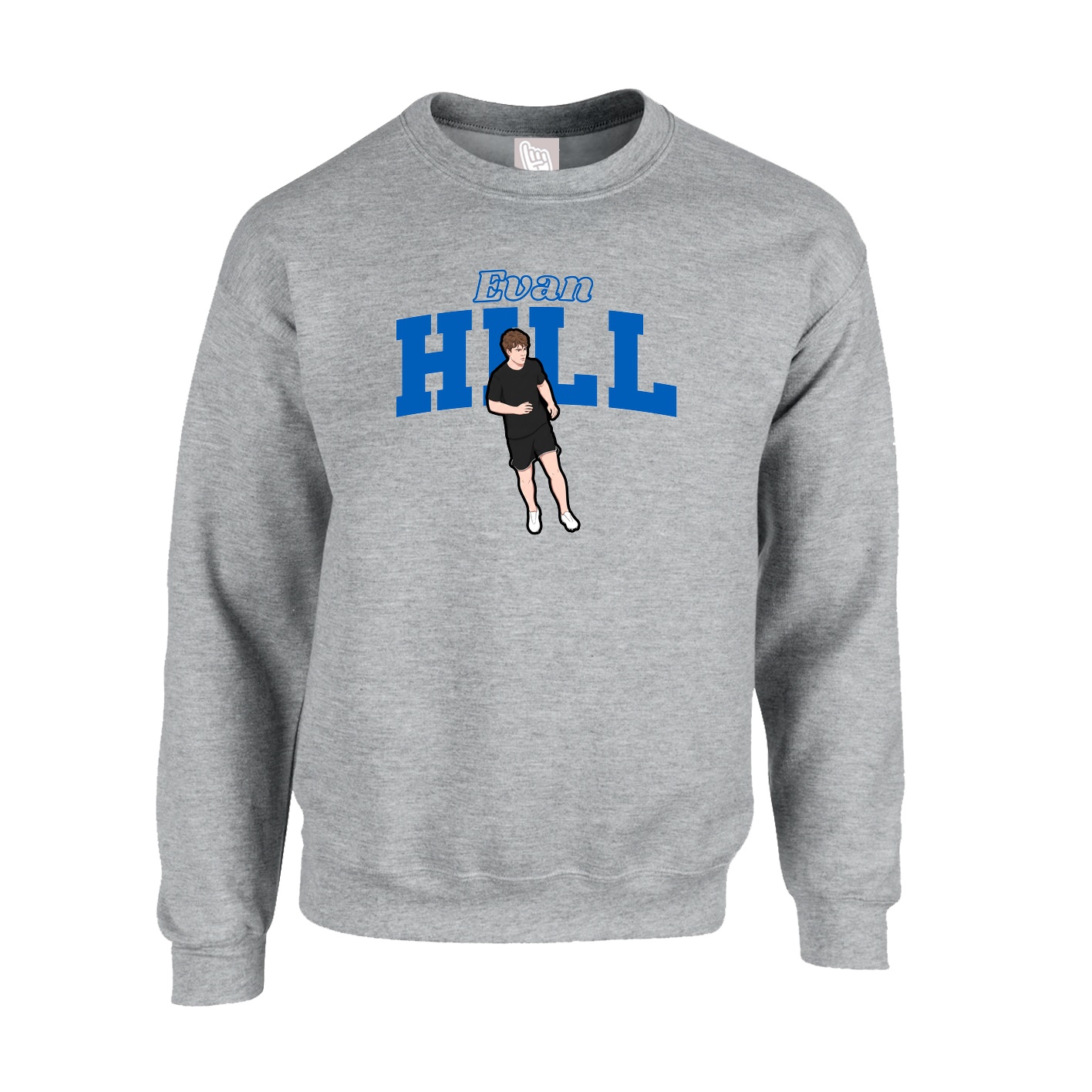 Fleece Crew — Name Arch in Grey