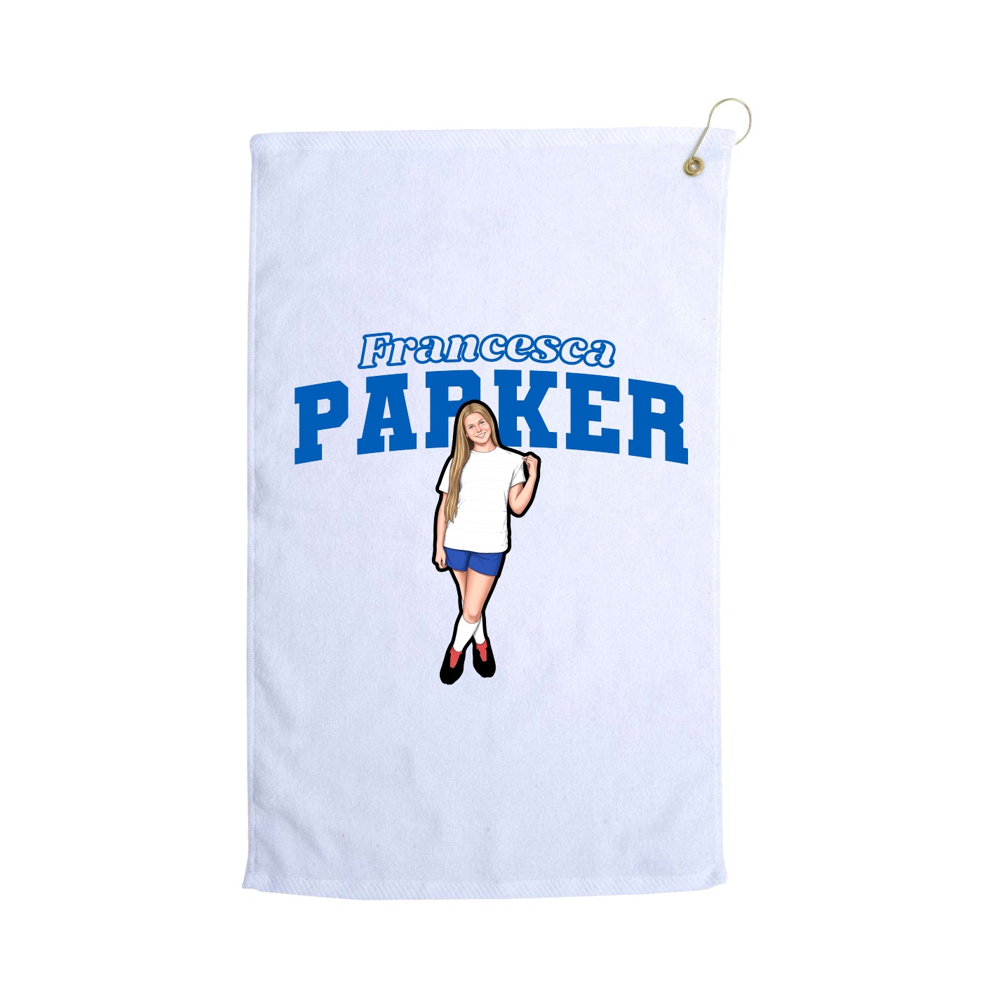 Golf Towel — Name Arch in White