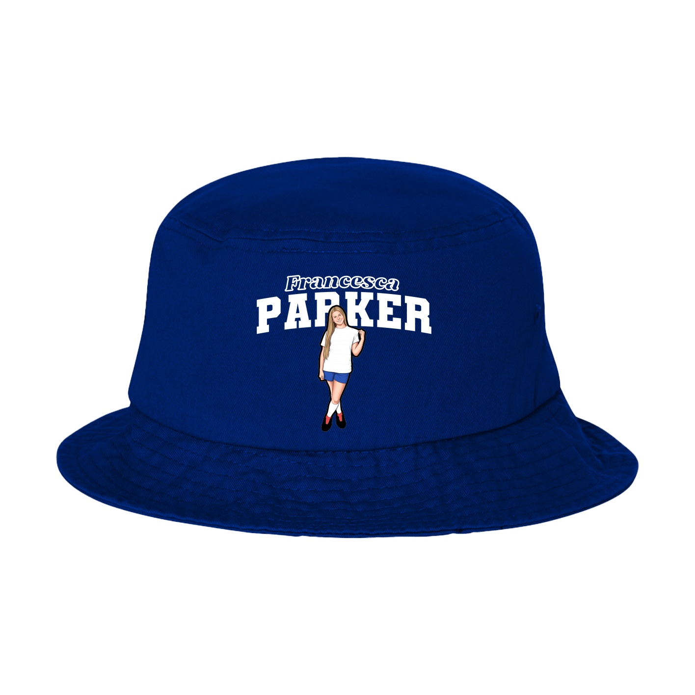 Bucket Cap — Name Arch in Royal Blue