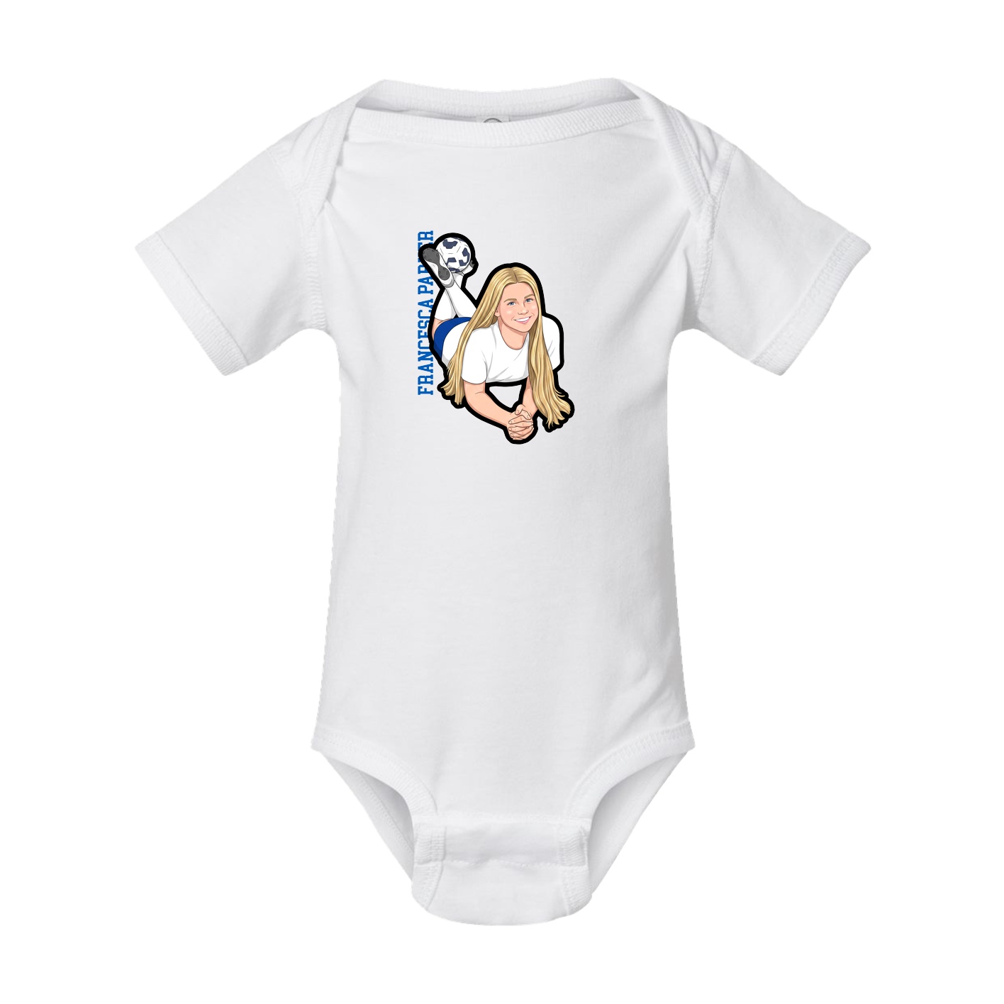 Baby Onesie — Name Vertical in White