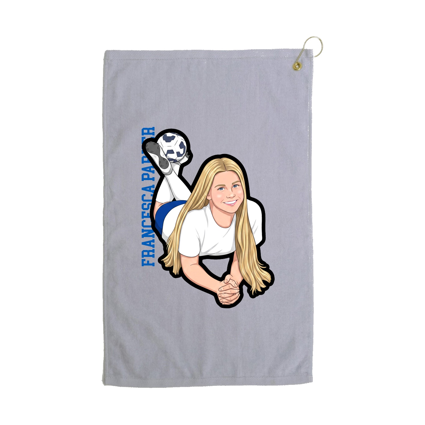 Golf Towel — Name Vertical in Grey