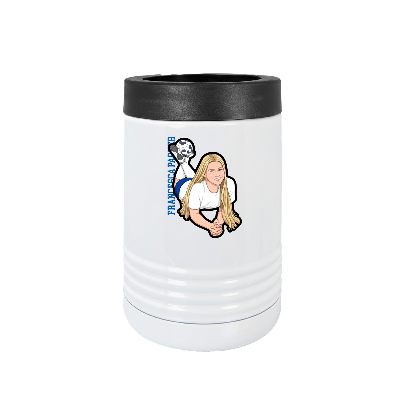 Beverage Holder — Name Vertical in White