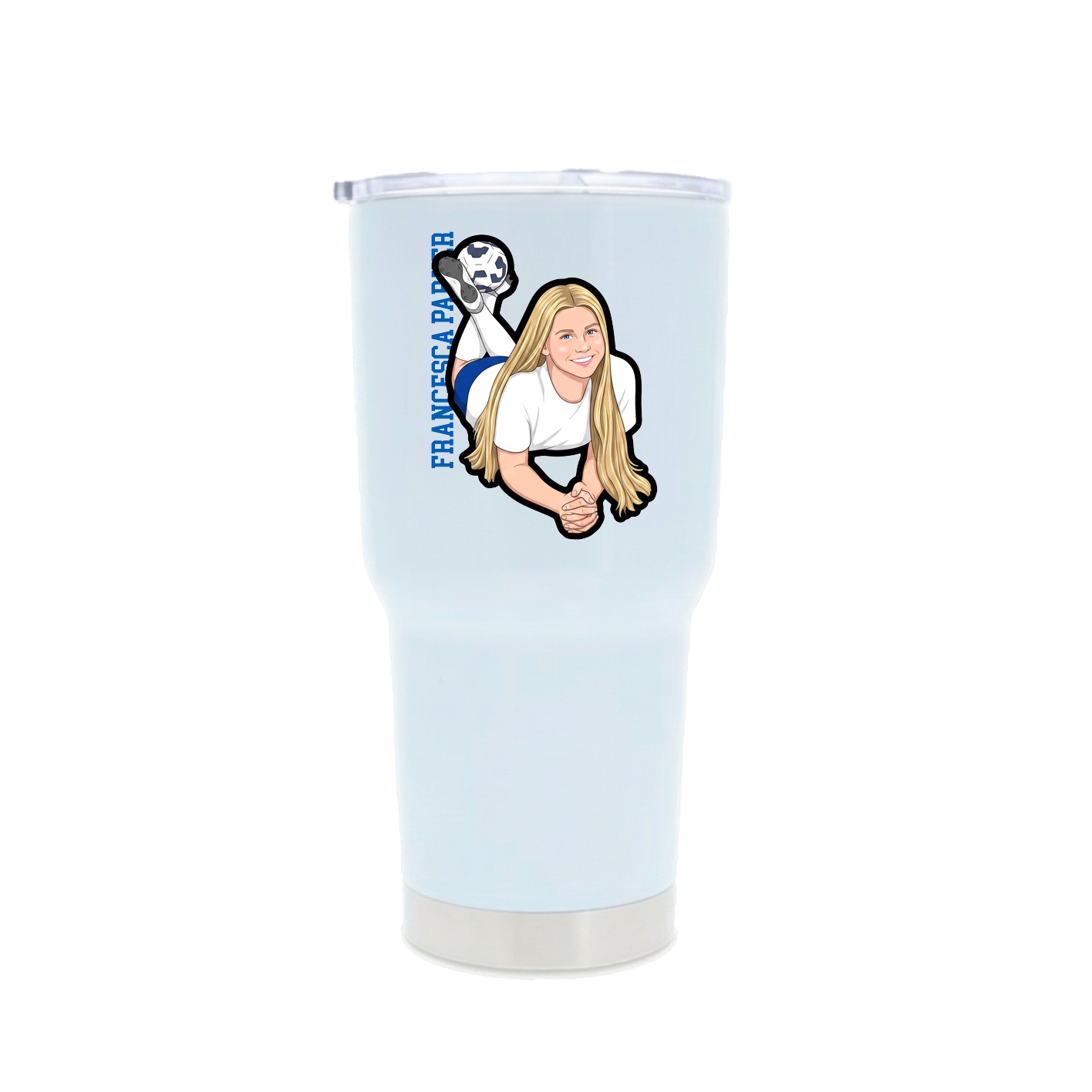 30oz Stainless Steel Tumbler — Name Vertical in White