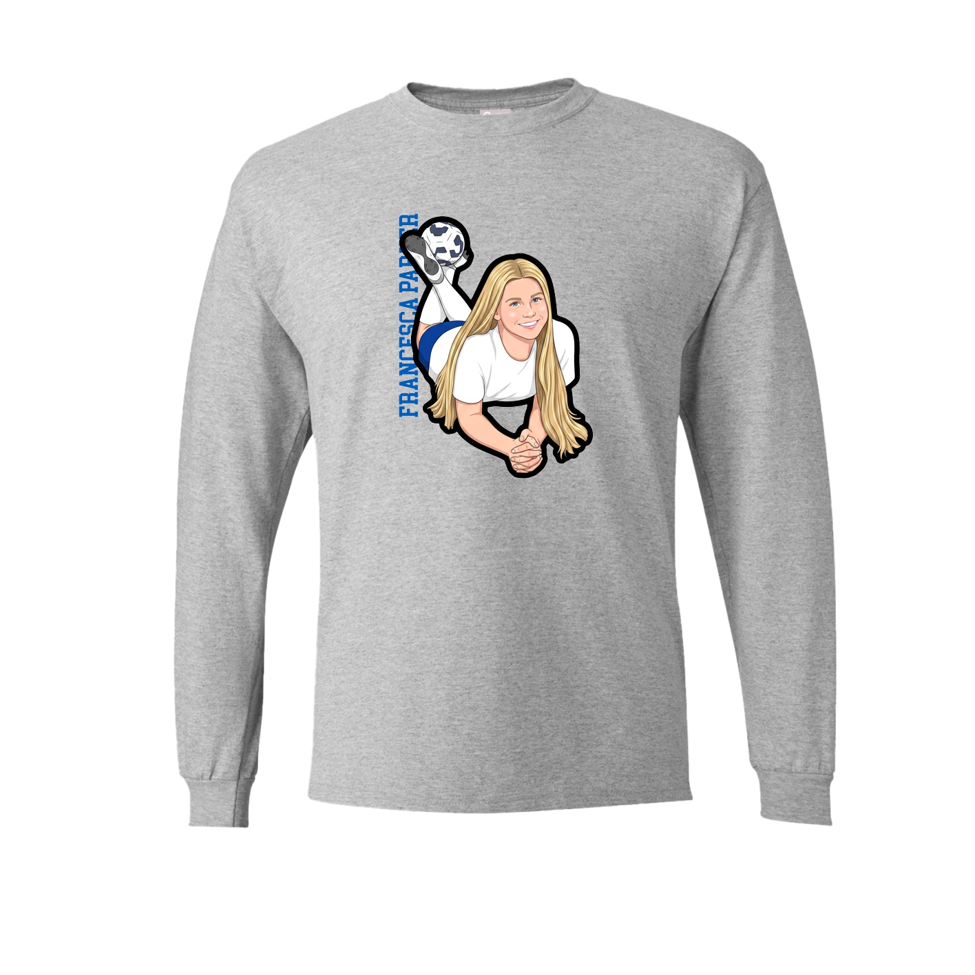 Long Sleeve Tee — Name Vertical in Grey