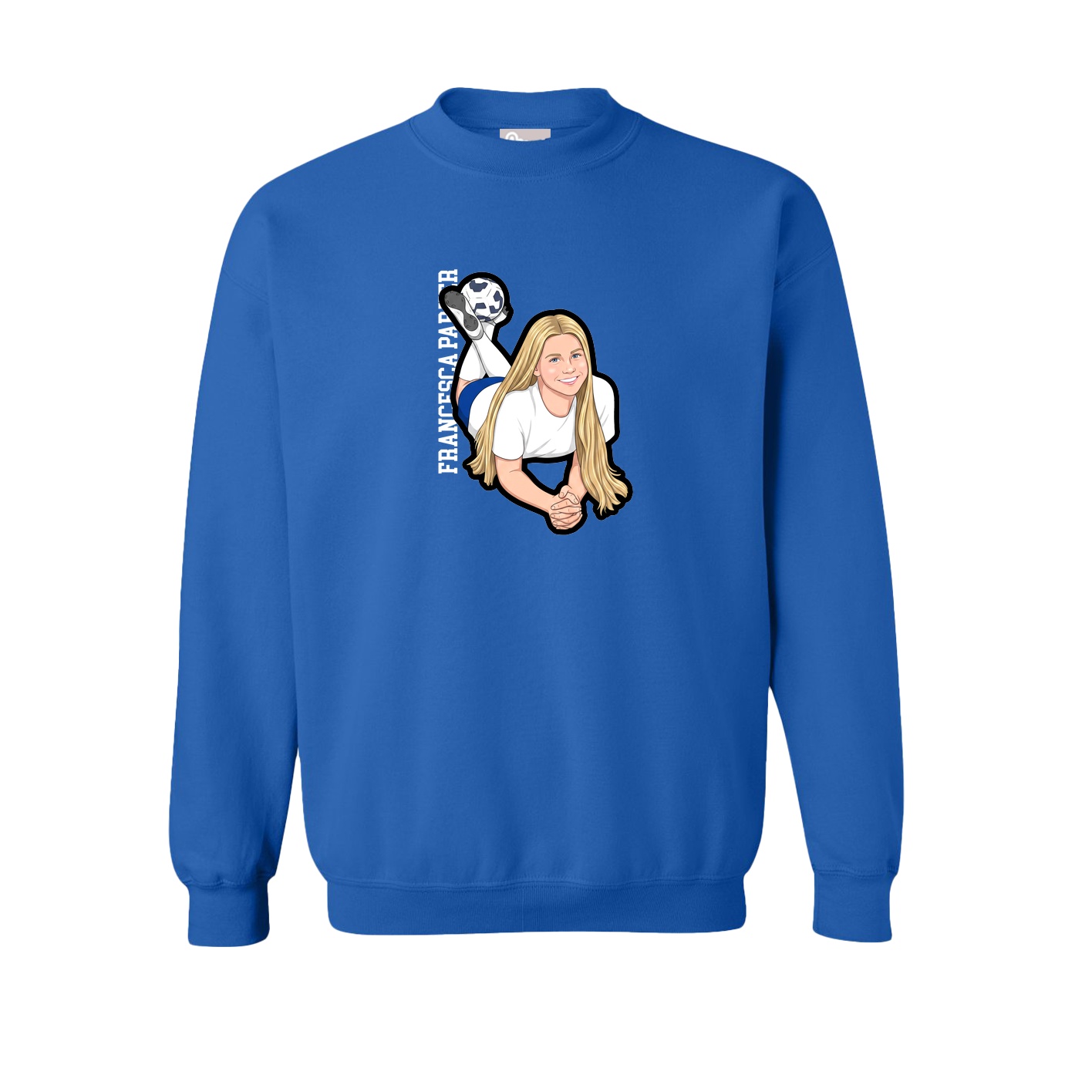 Fleece Crew — Name Vertical in Royal